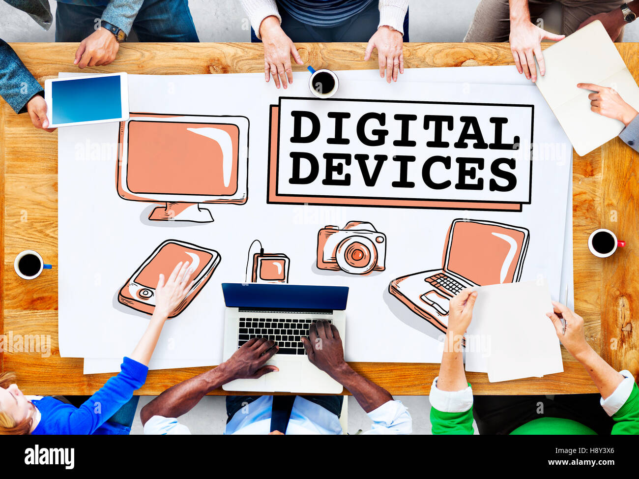 Digital Devices Electronics Connection Communication Concept Stock ...