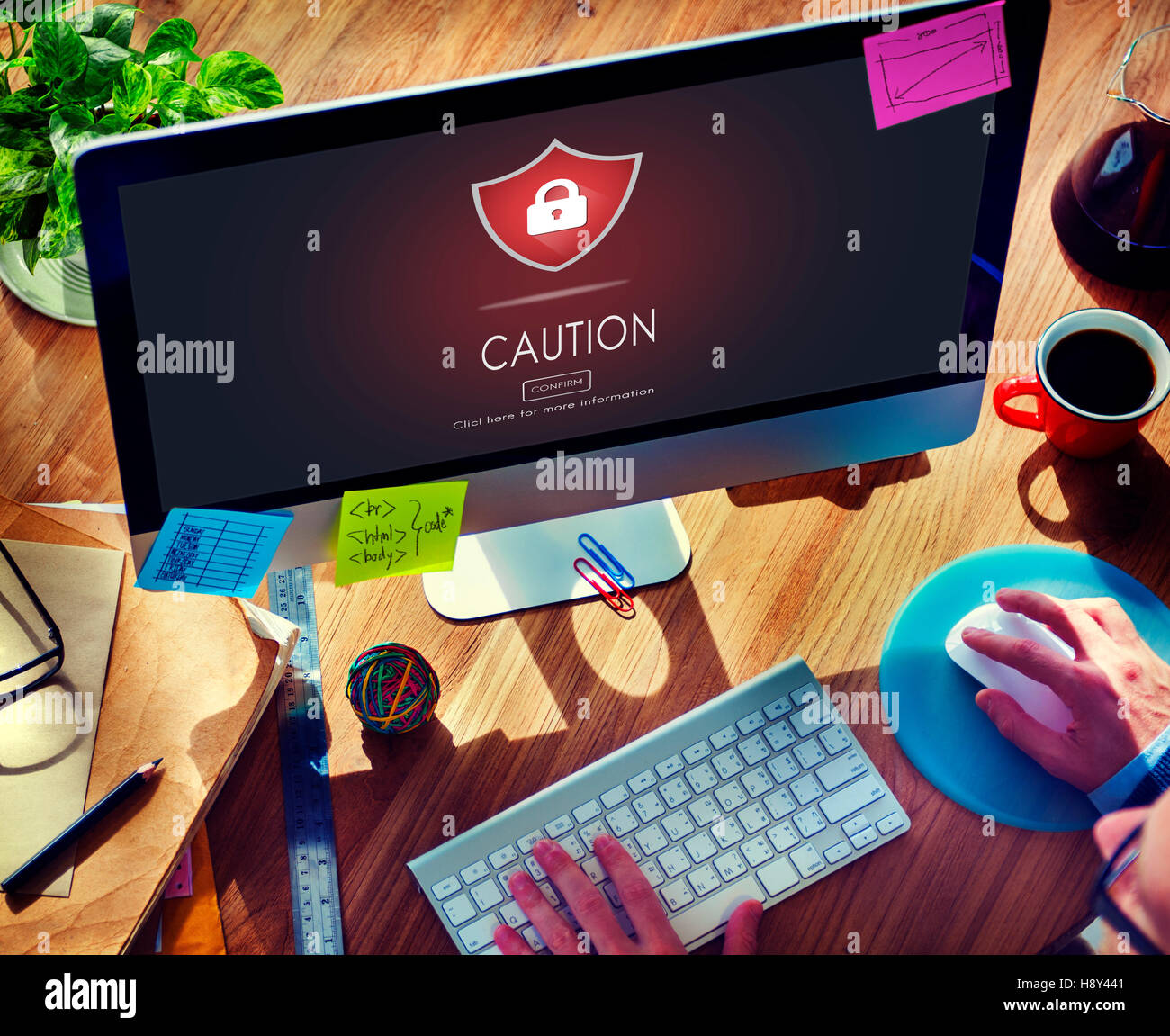 Beware Caution Dangerous Hacking Concept Stock Photo