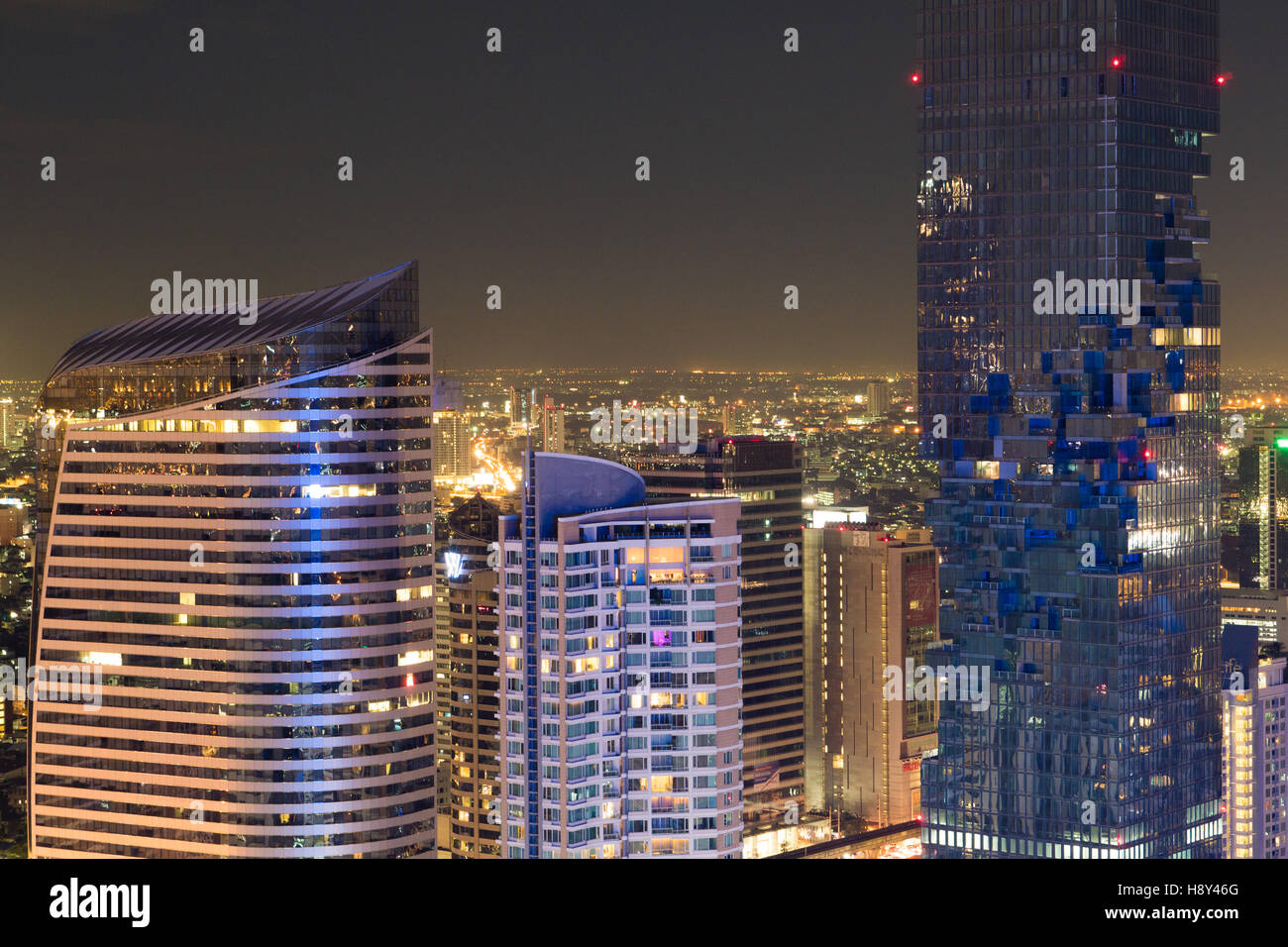 Panorama of Bangkok at night, Thailand Stock Photo - Alamy