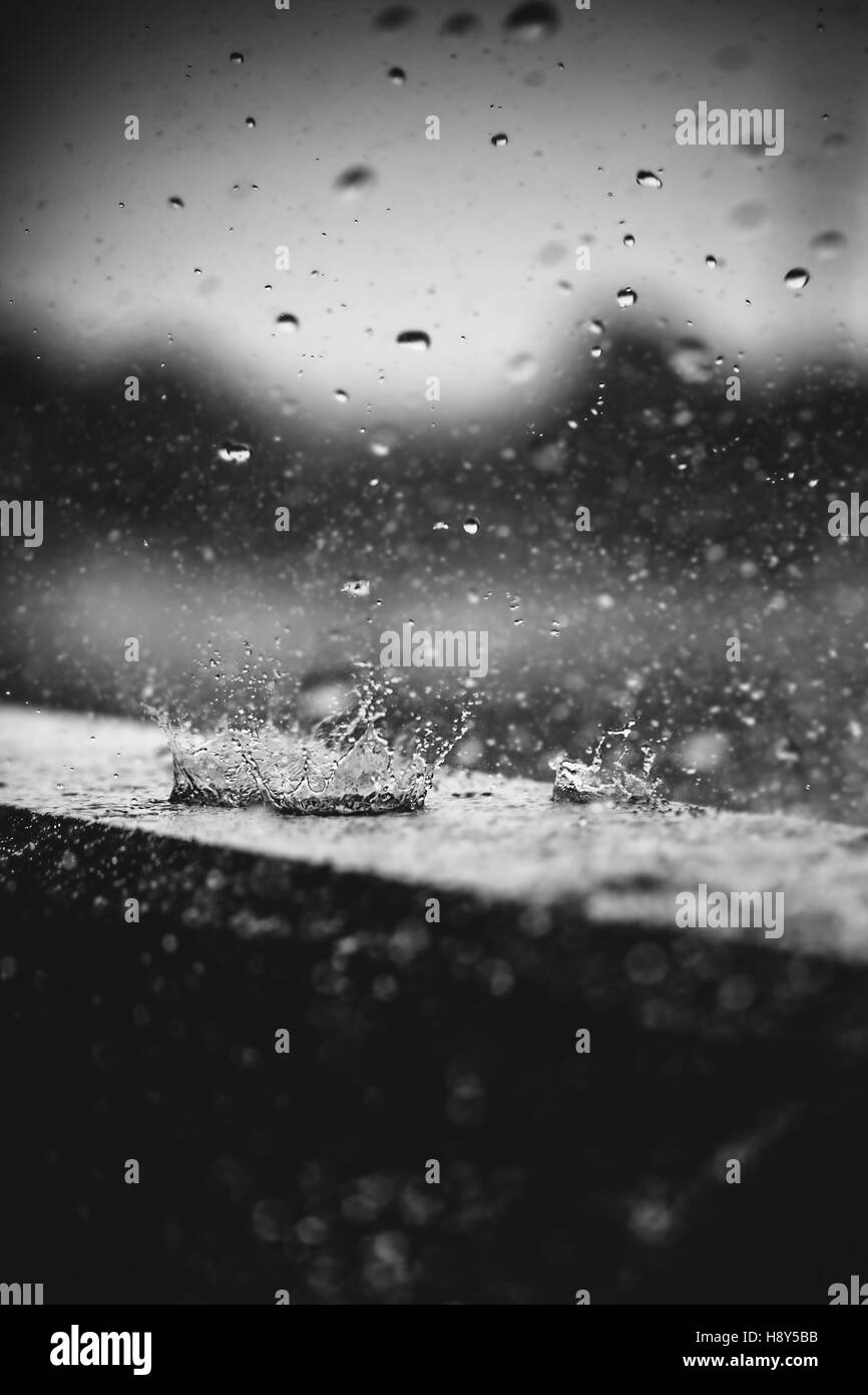 Rain drops splashing Stock Photo Alamy