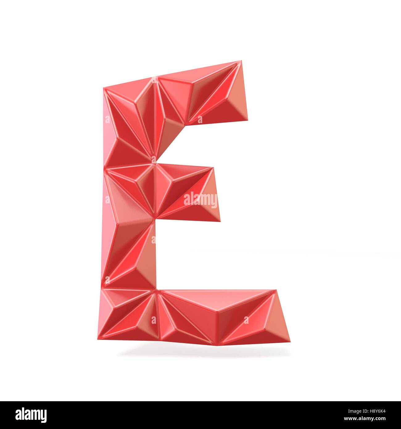 Red modern triangular font letter E. 3D render illustration isolated on white background Stock Photo