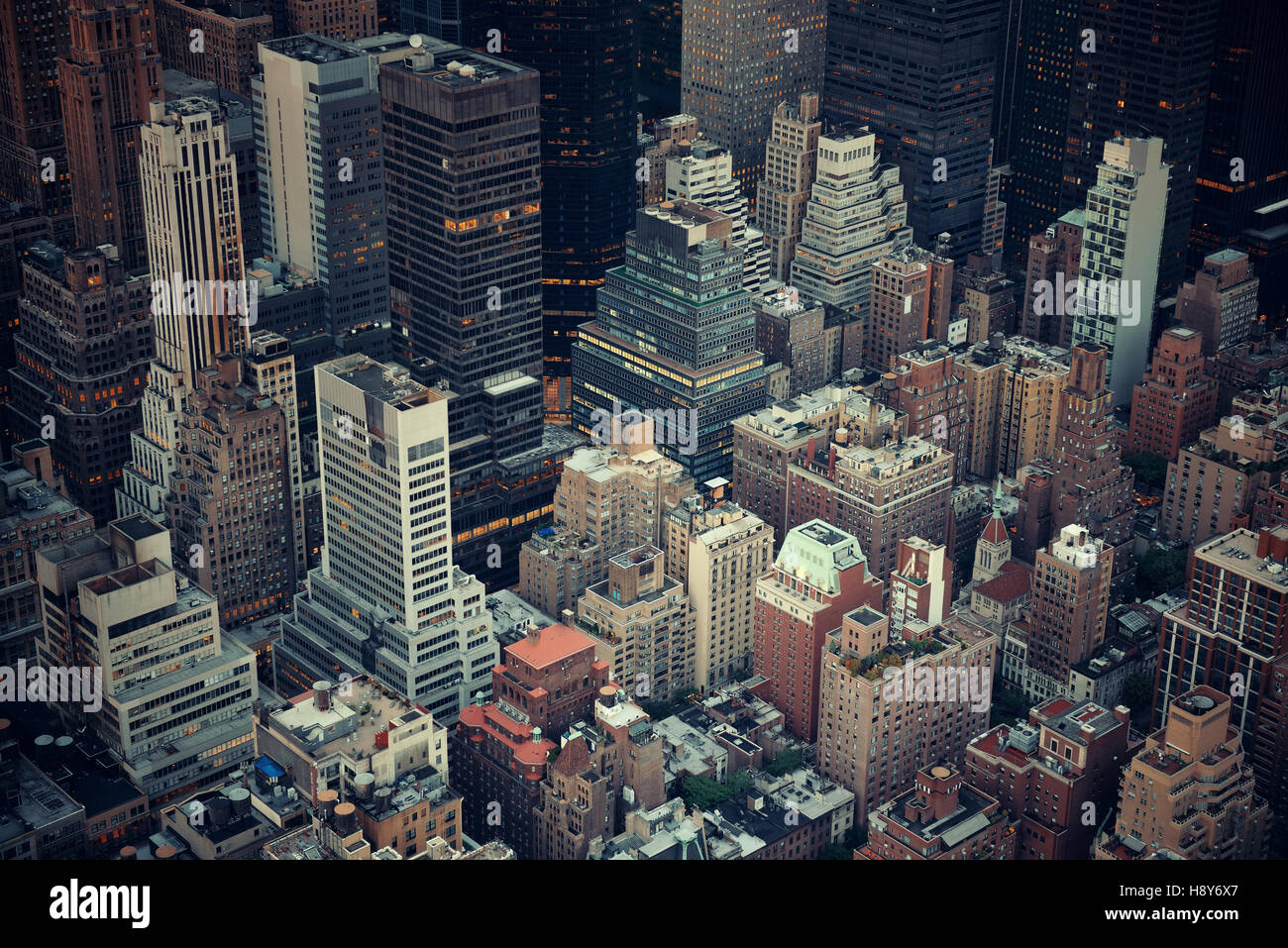 Midtown skyscraper buildings rooftop view in New York City Stock Photo