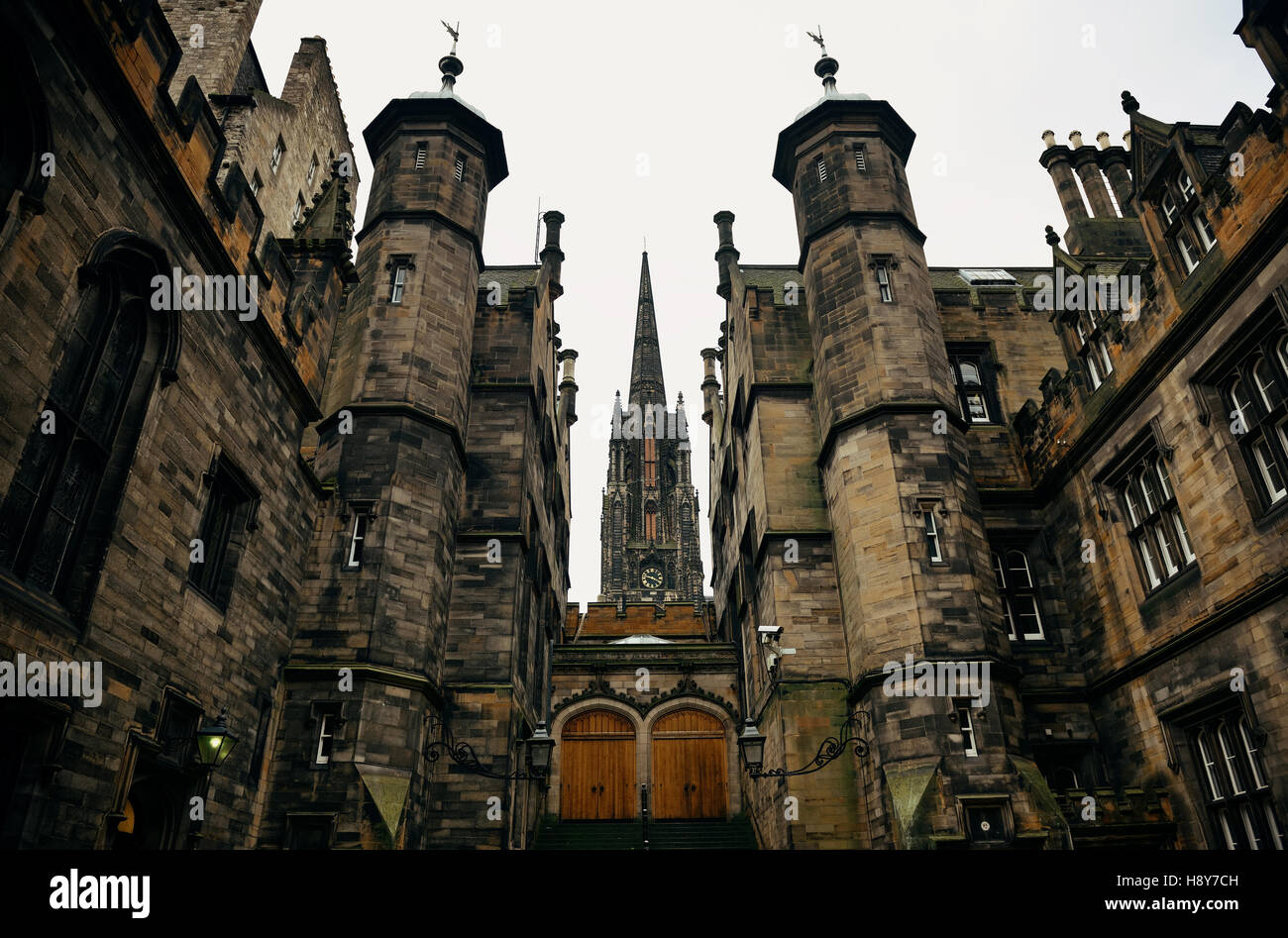 The University of Edinburgh historical architecture closeup Stock Photo