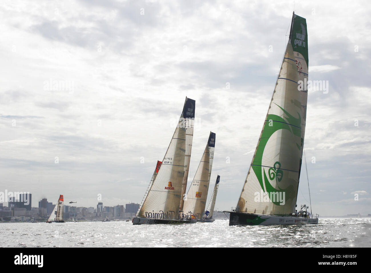 Upwind sailboat racing Stock Photo