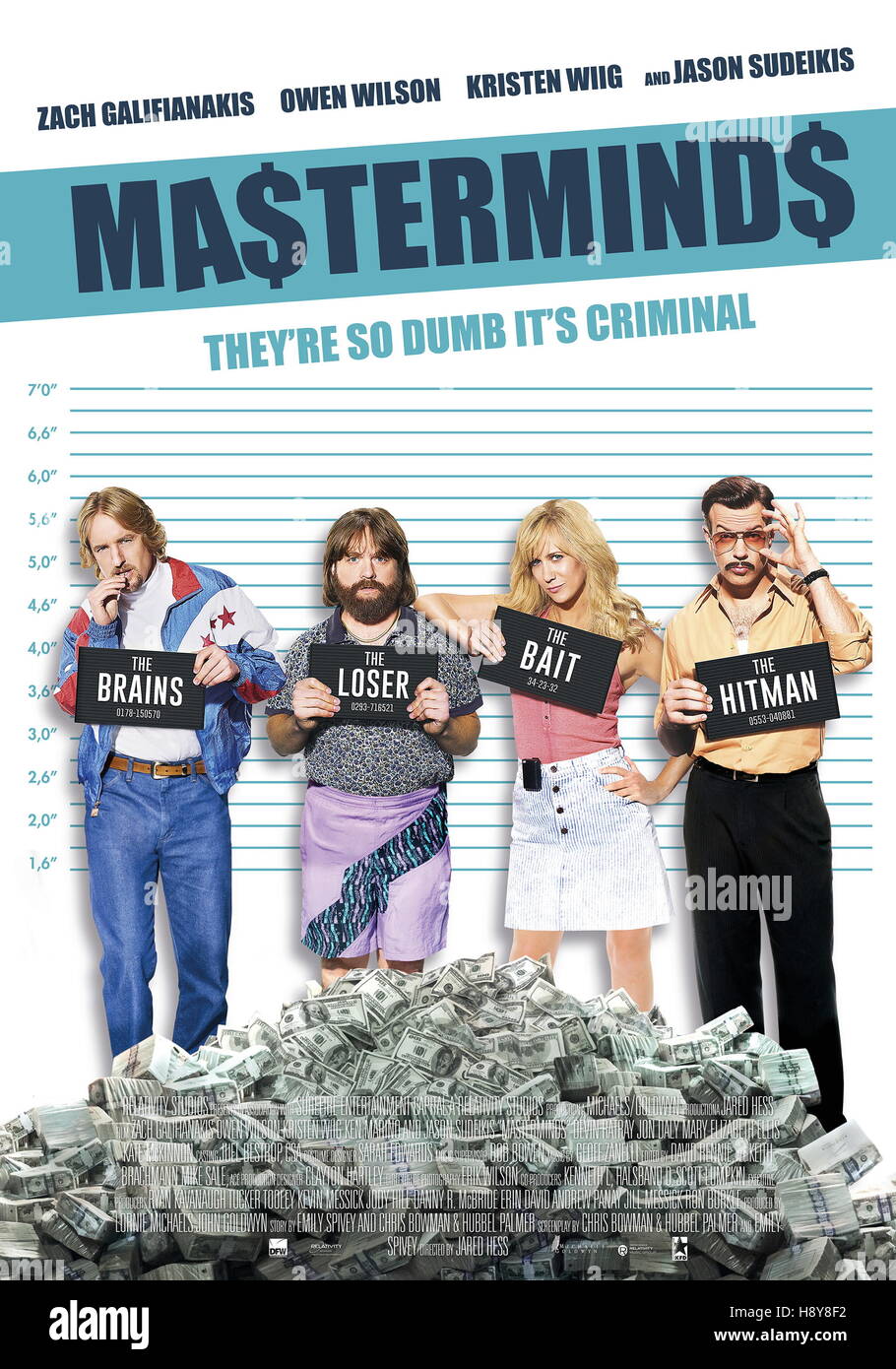 RELEASE DATE: September 30, 2016 TITLE: Masterminds STUDIO: Relativity Media DIRECTOR: Jared Hess PLOT: A guard at an armored car company in the Southern U.S. organizes one of the biggest bank heists in American history. Based on the October 1997 Loomis Fargo robbery STARRING: Kristen Wiig, Zach Galifianakis (Credit: c Relativity Media/Entertainment Pictures/) Stock Photo