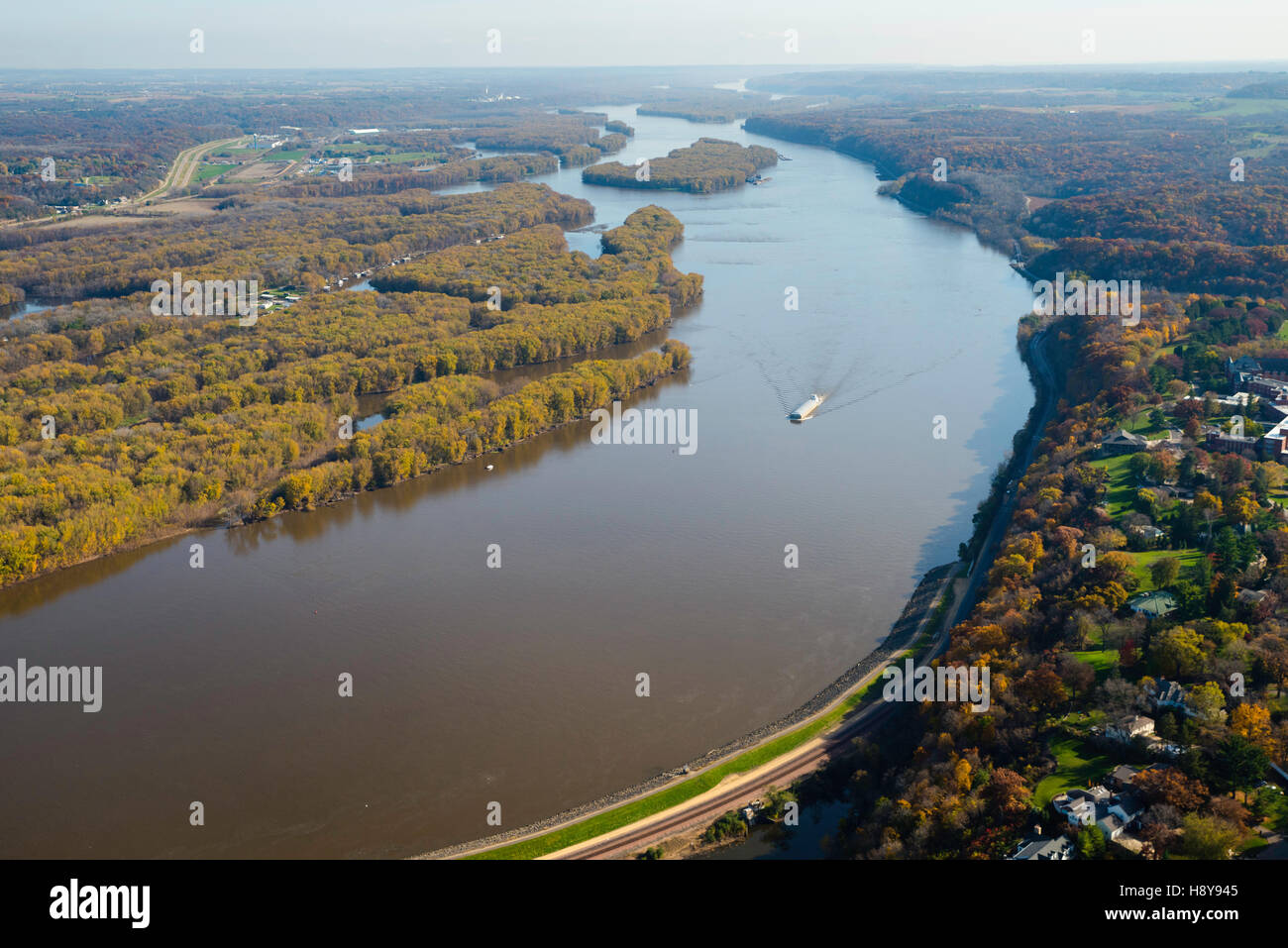Aerial view of Dubuque, Iowa and the Mississippi River Stock Photo Alamy