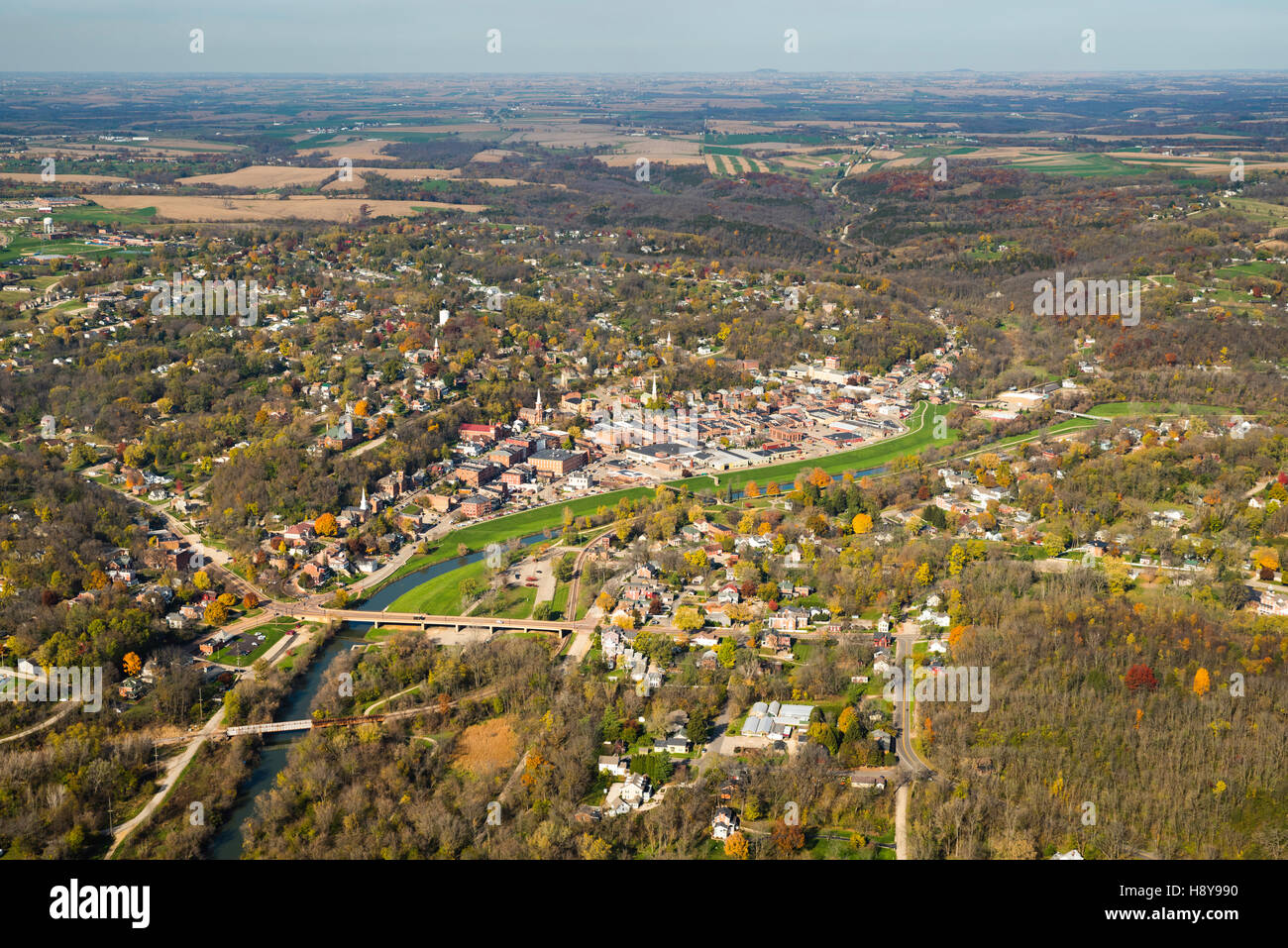 Aerial photograph of Galena, Illinois, looking toward the east Stock Photo Alamy