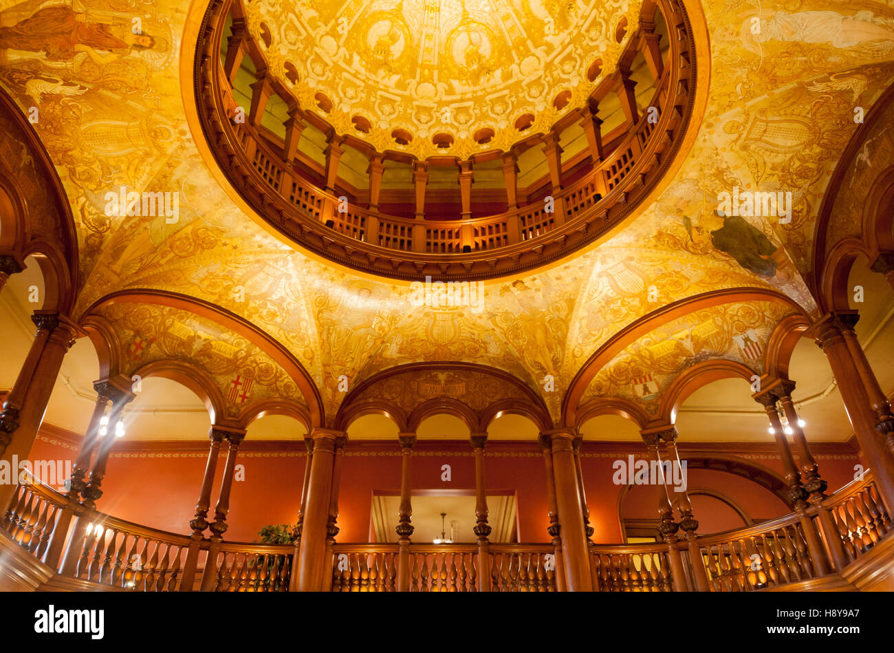Spanish Renaissance style atrium with dome ceiling at Flagler College (formerly the Ponce de Leon Hotel) in St. Augustine, FL. Stock Photo