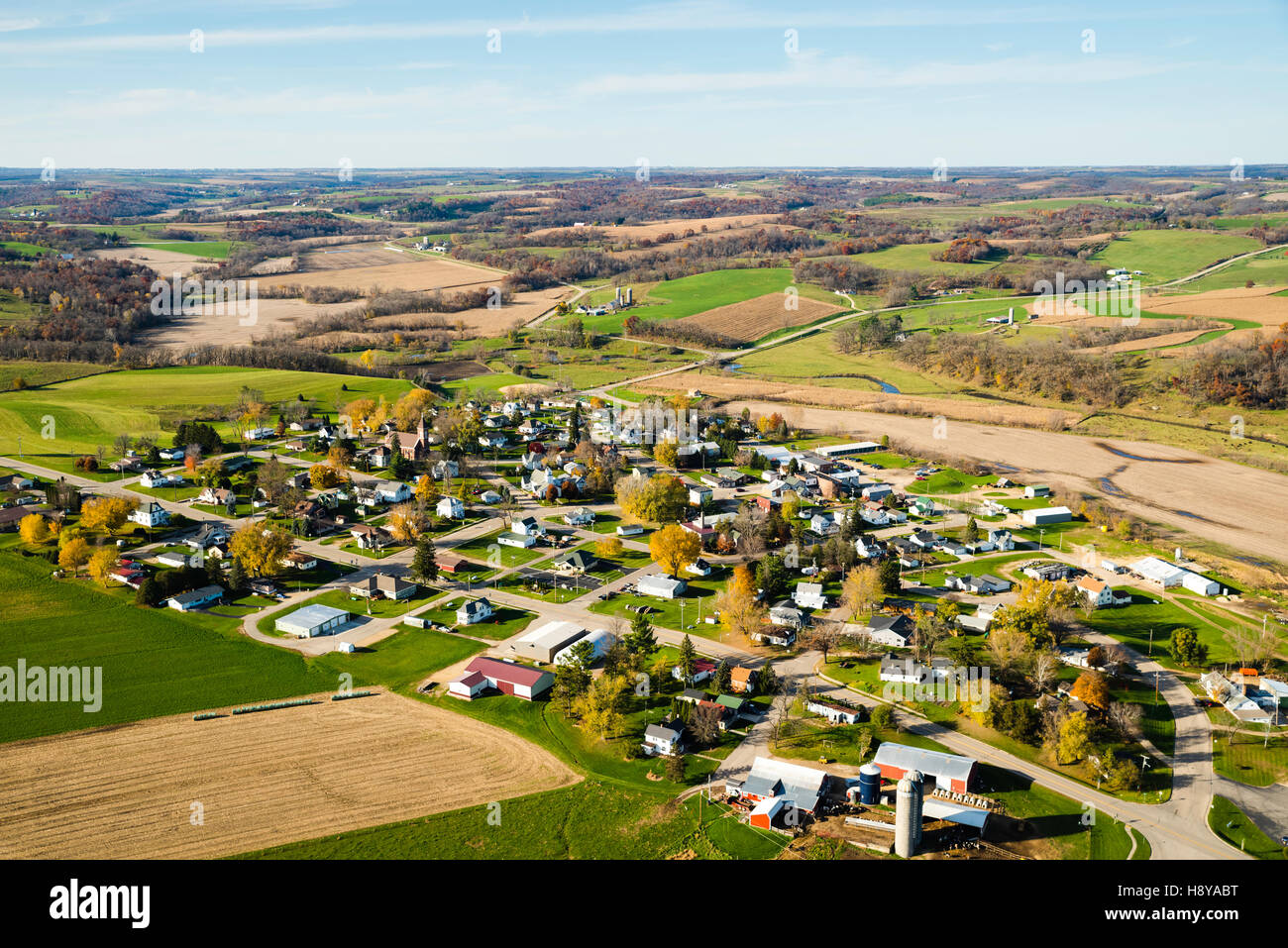 Aerial photograph of Hollandale, Wisconsin and rural Wisconsin Stock Photo Alamy
