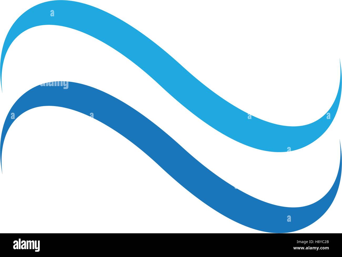 Vector Logo with yellow sun and blue sea waves. Vector logotype Stock