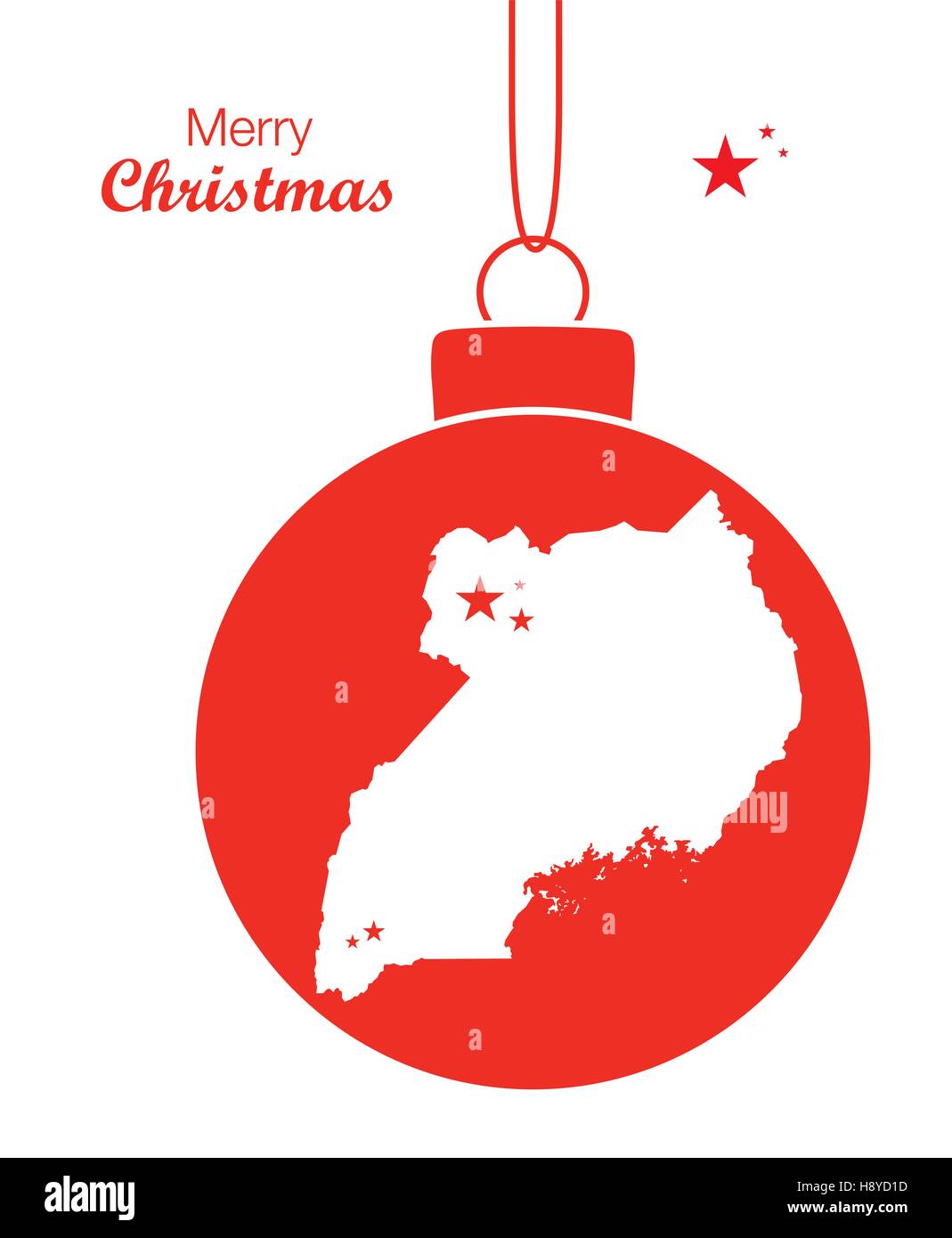 Merry Christmas illustration theme with map of Uganda Stock Vector