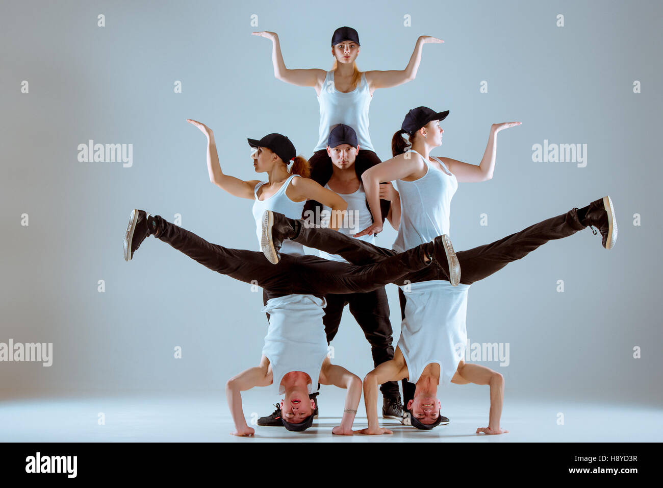 Group of men and women dancing hip hop choreography Stock Photo Alamy