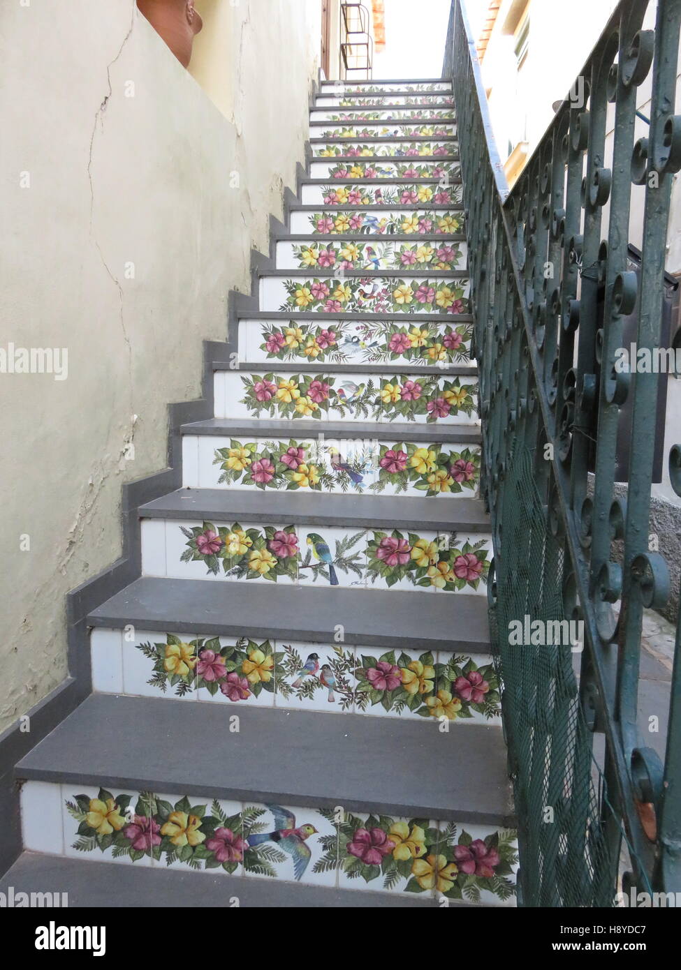 Tiled steps in Anacapri Stock Photo