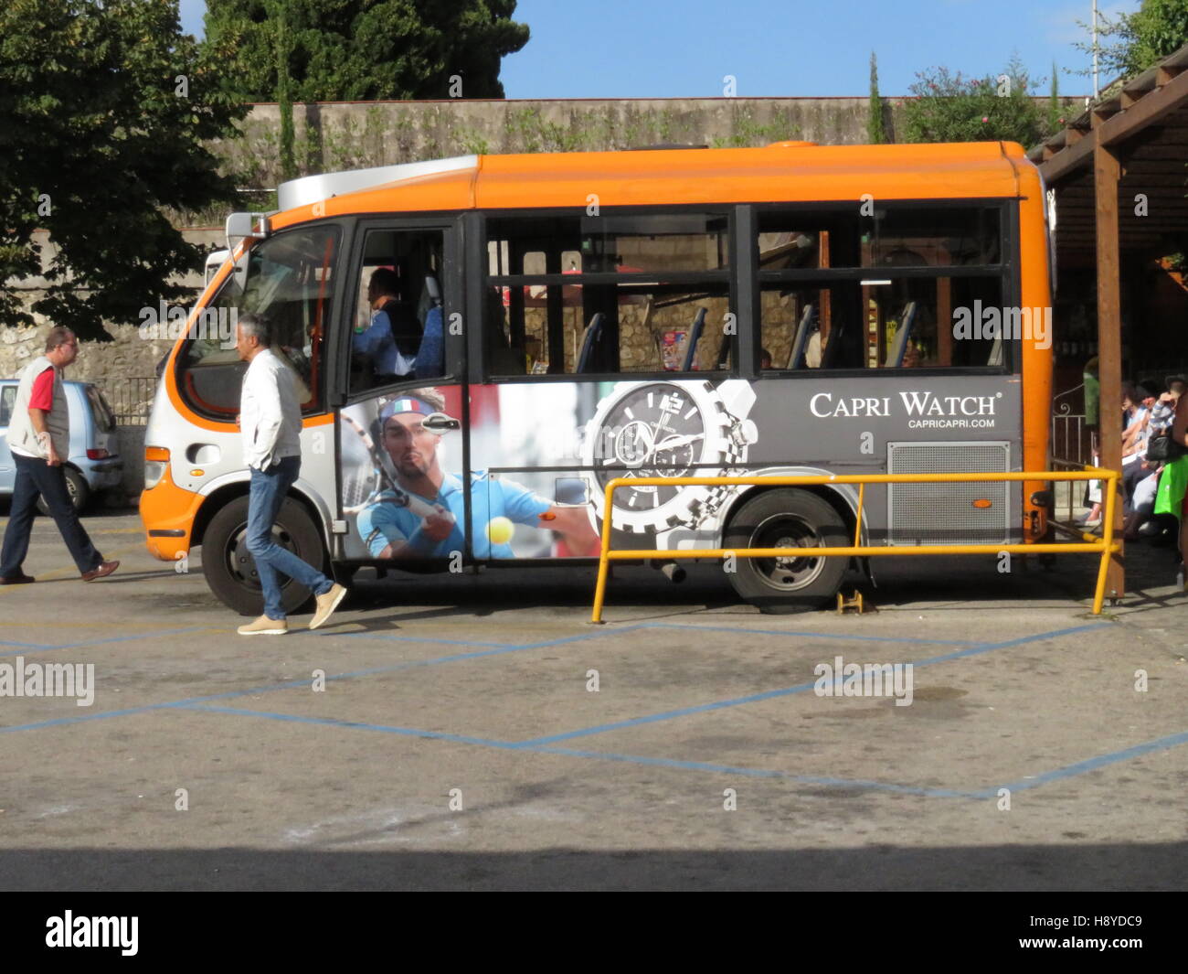 Shuttle bus which runs between Capri and Anacapri Stock Photo