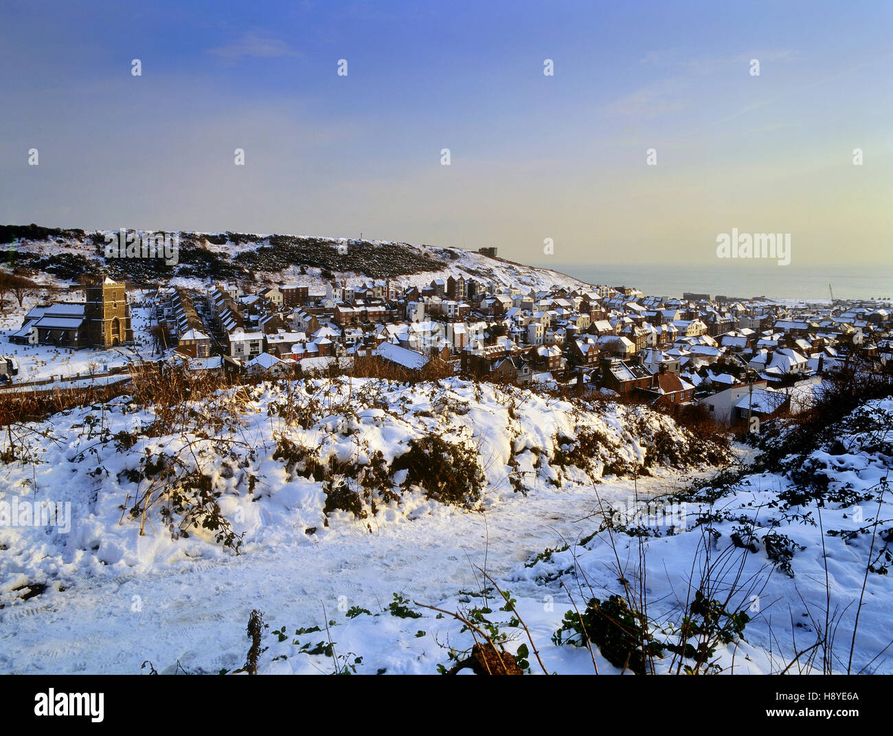 Hastings old town in the snow. East Sussex. England. UK Stock Photo Alamy