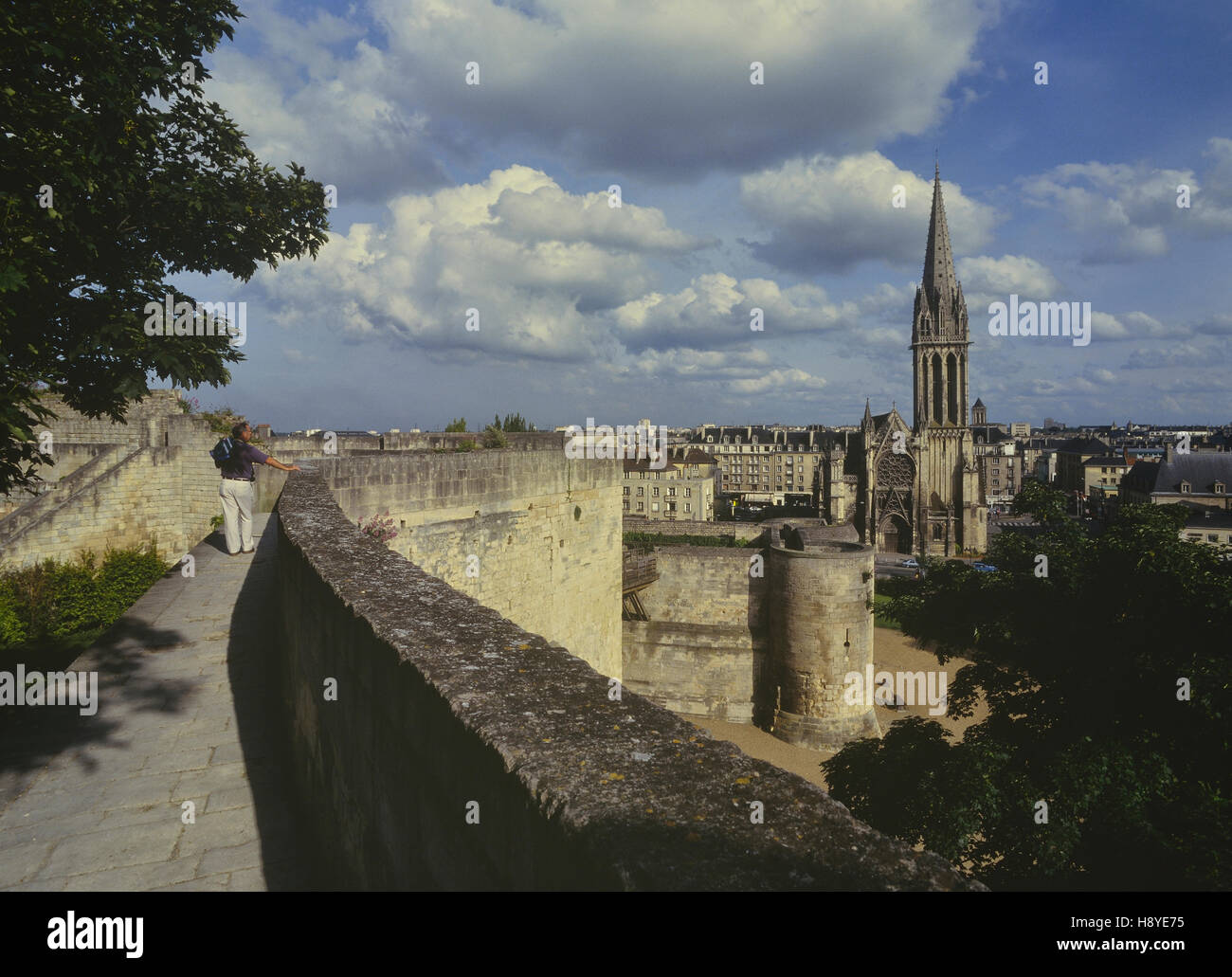 Church of Saint Pierre viewed  from the castle ramparts. Caen, Normandie. France Stock Photo