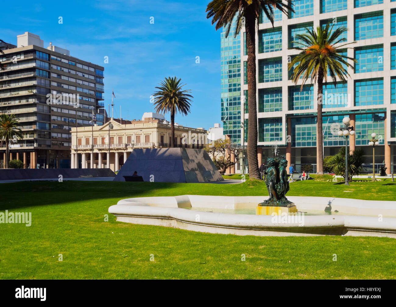 Uruguay, Montevideo, View of the the Independence Square. Stock Photo