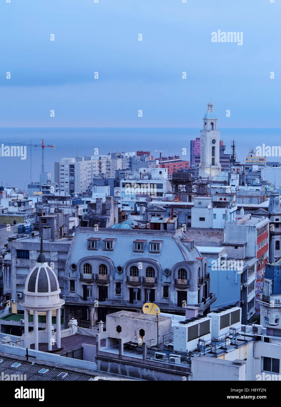 Uruguay, Montevideo, Elevated view of the Old Town. Stock Photo