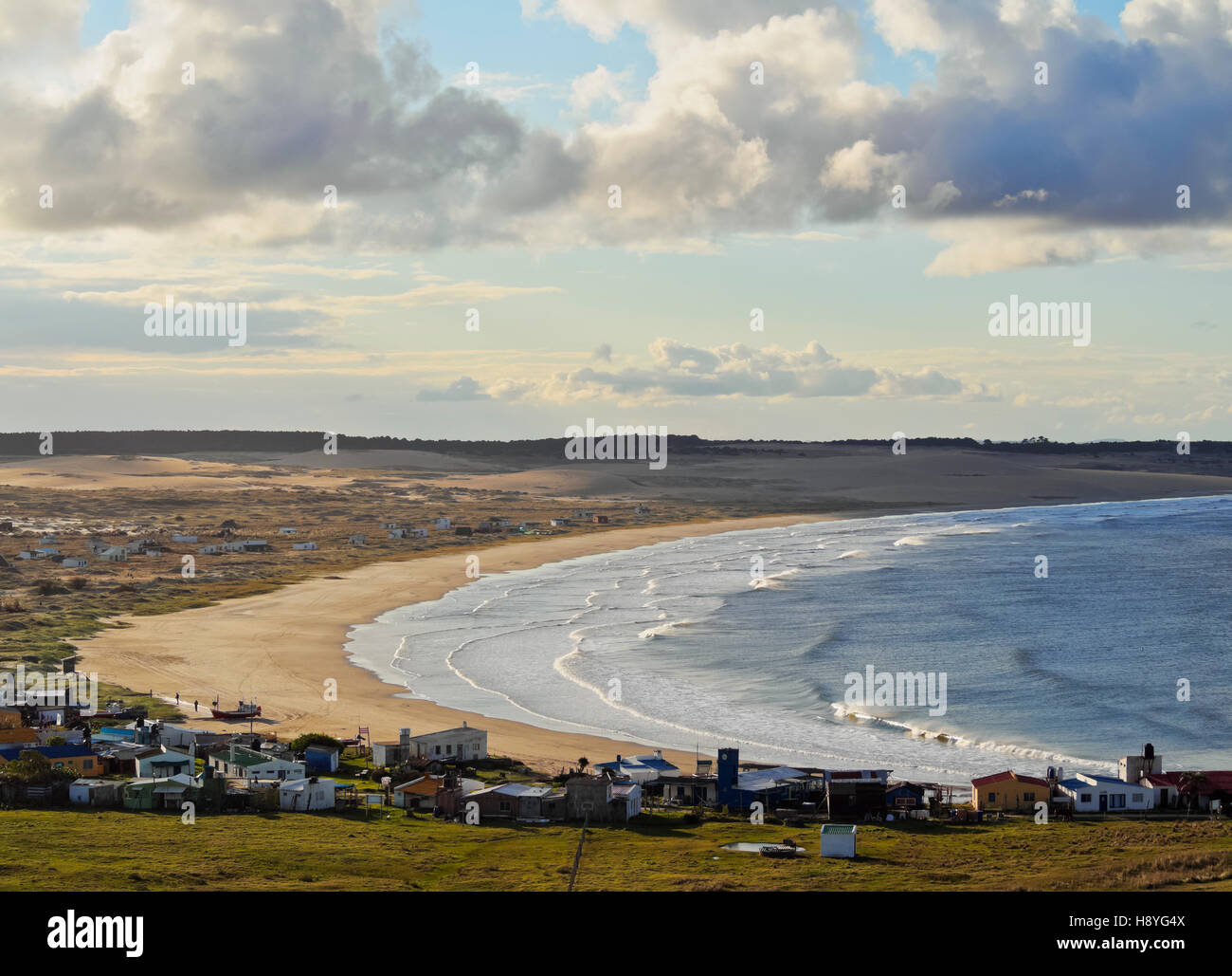 Uruguay, Rocha Department, Elevated view of the beach in Cabo Polonio. Stock Photo