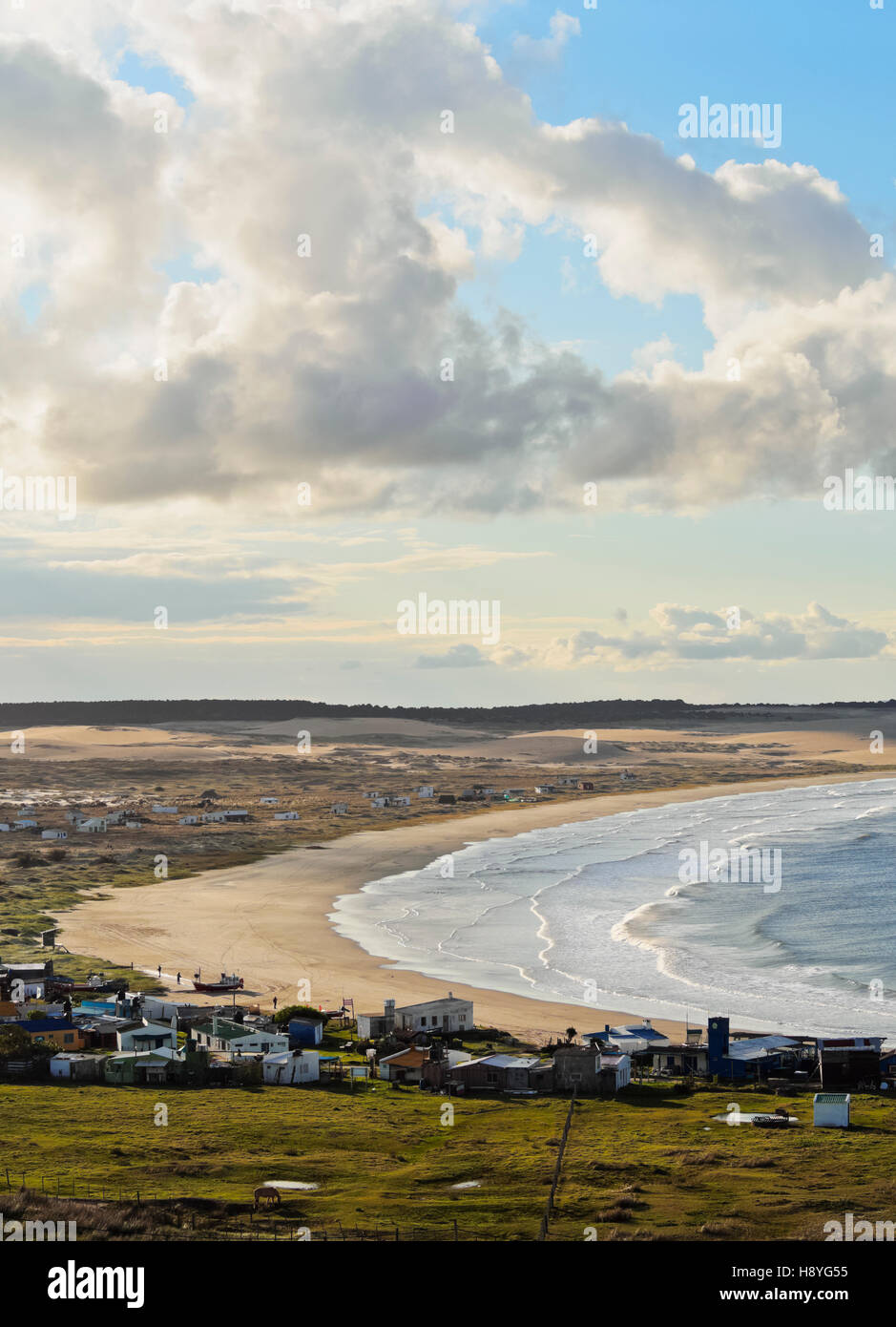 Uruguay, Rocha Department, Elevated view of the beach in Cabo Polonio. Stock Photo