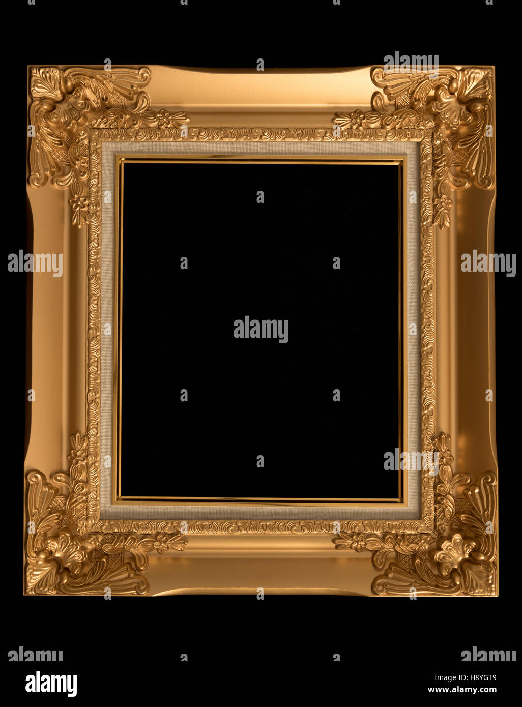 Vintage decorative antique frame, isolated on black background Stock