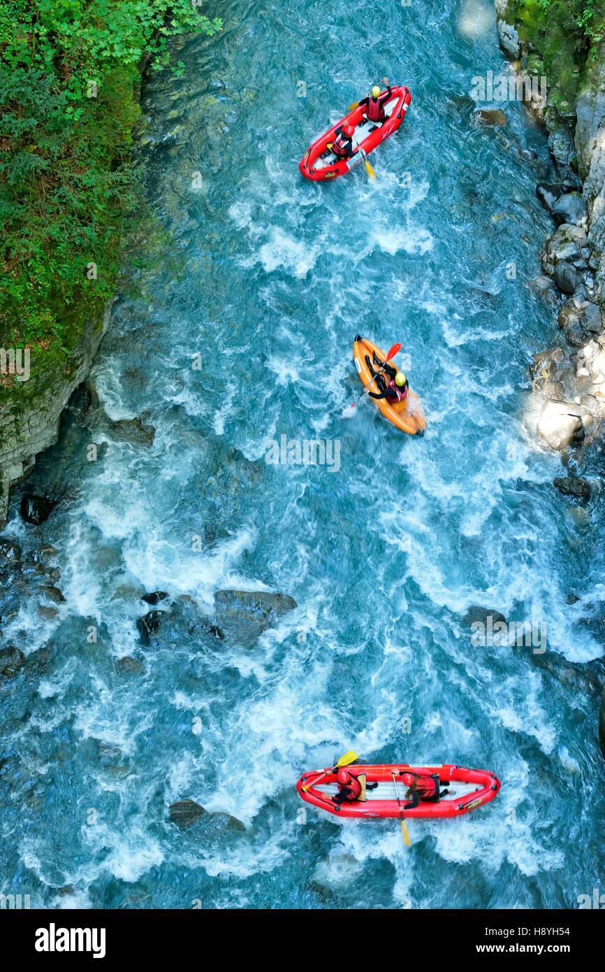 Kayak in the Gorges des Tines , in Sixt Fer à Cheval, Haute Savoie , Alps, France Stock Photo