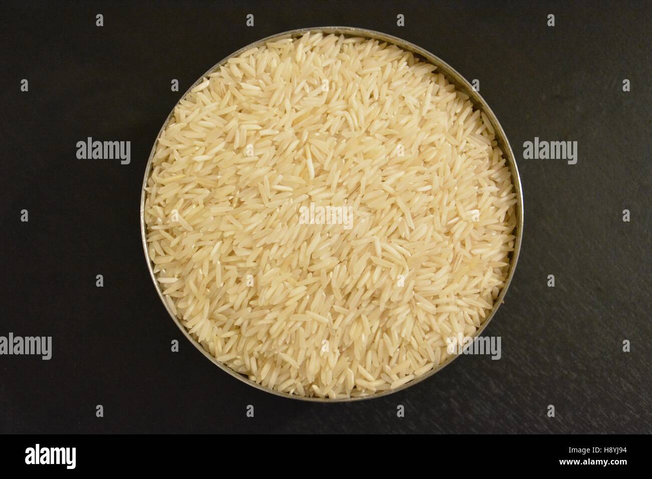 Bowl of Rice from above Stock Photo