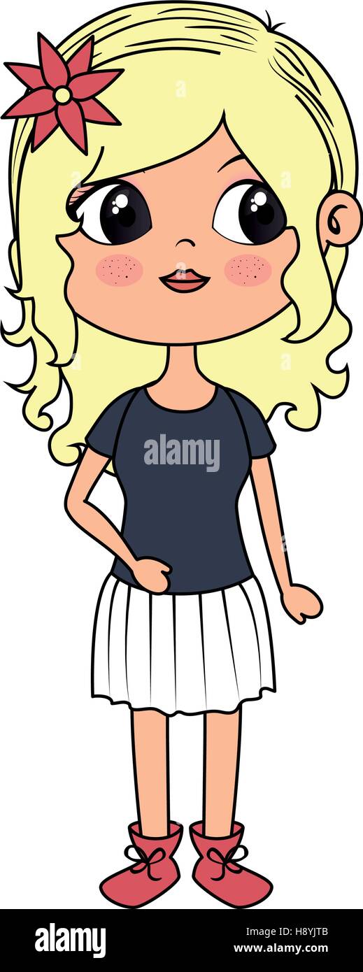 cute little girl character vector illustration design Stock Vector ...