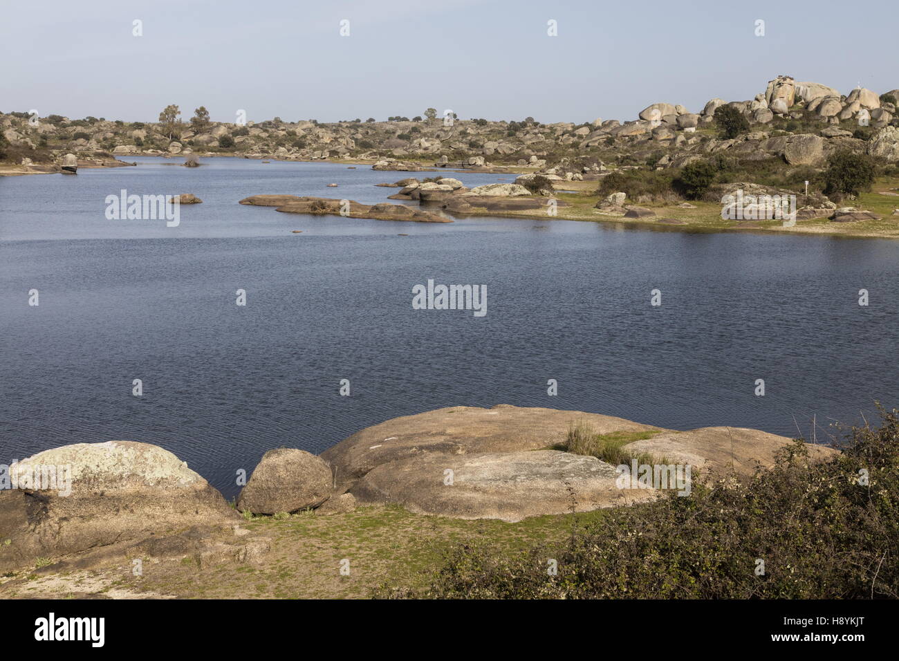 Lakes (old reservoirs) at Los Barruecos Natural Monument, Extremadura, West Spain. Stock Photo