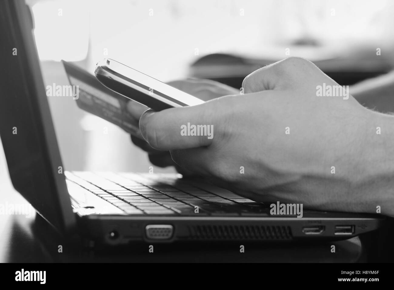 Man laptop screen home Black and White Stock Photos & Images - Alamy
