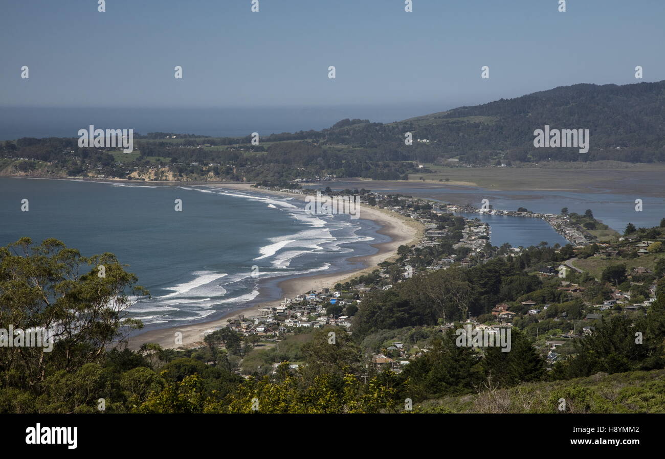 Bolinas Bay and Stinson Beach, Marin county, California - on the line of the San Andreas Fault Stock Photo