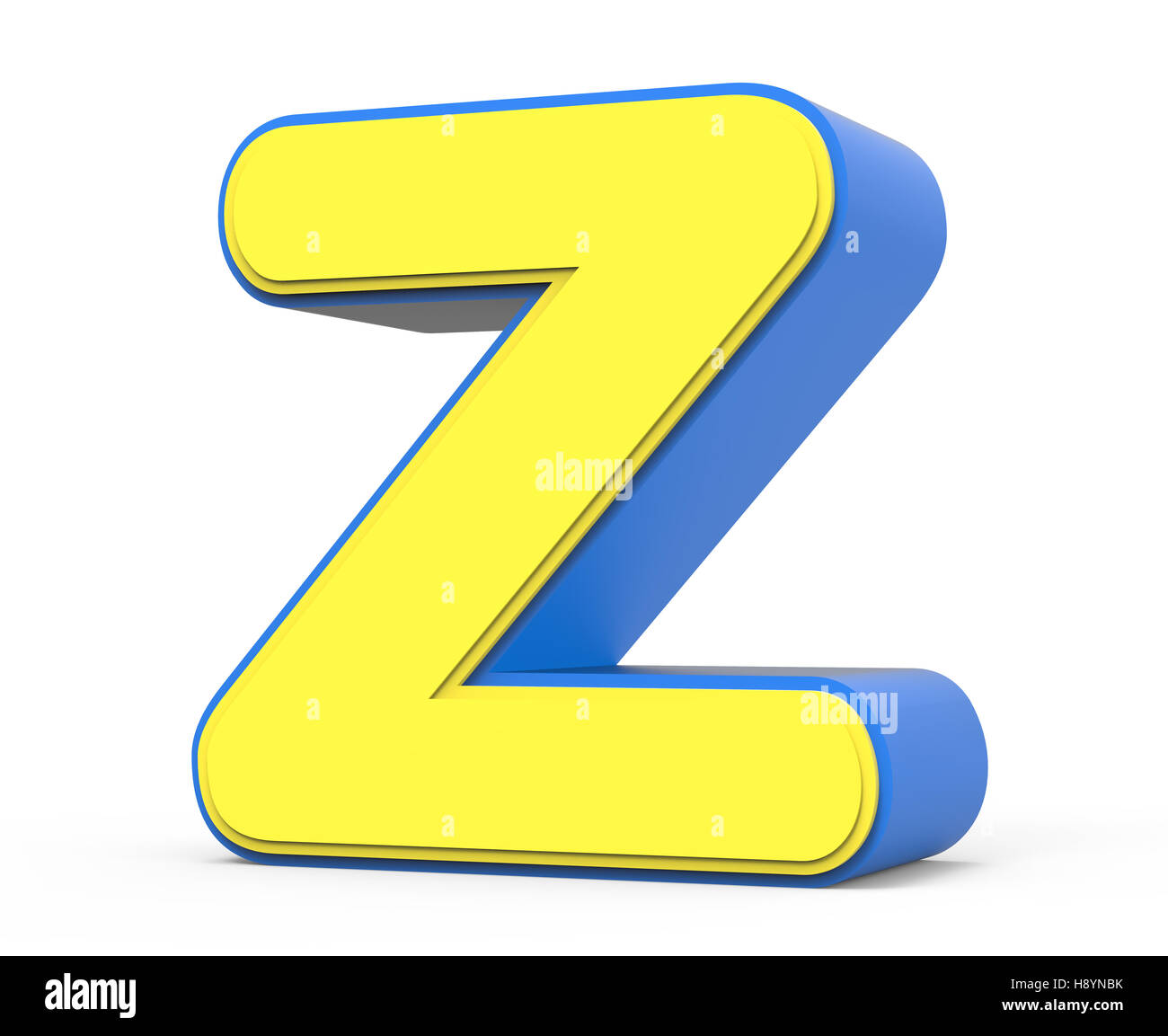 Right Leaning 3d Rendering Cute Yellow Letter Z Isolated White ...