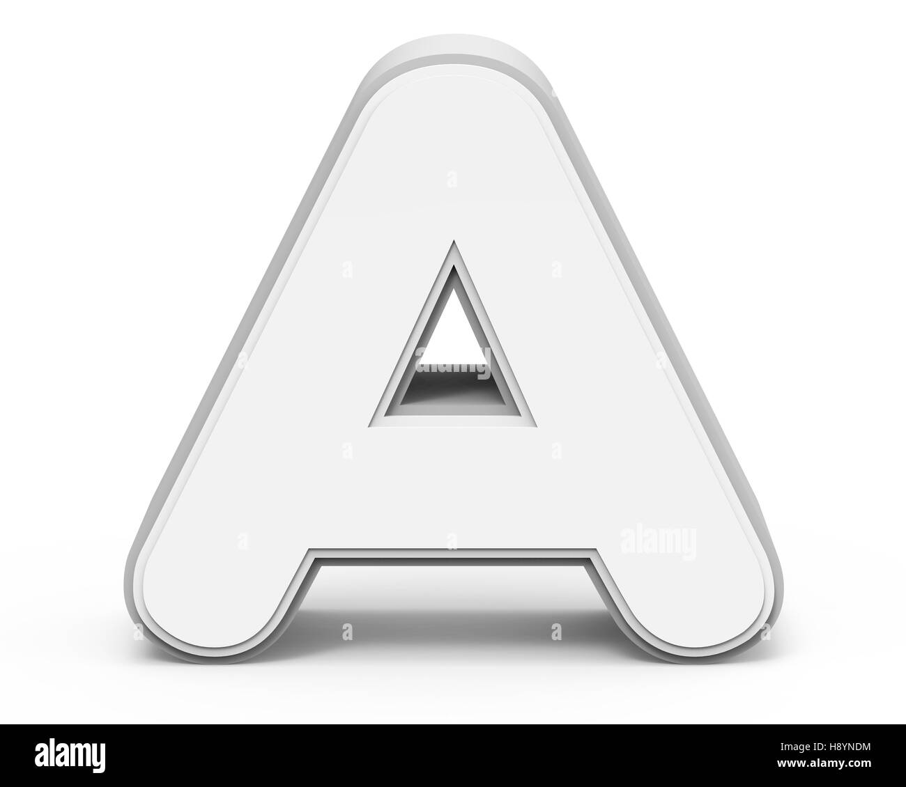 white letter A, 3D rendering graphic isolated on white background Stock Photo