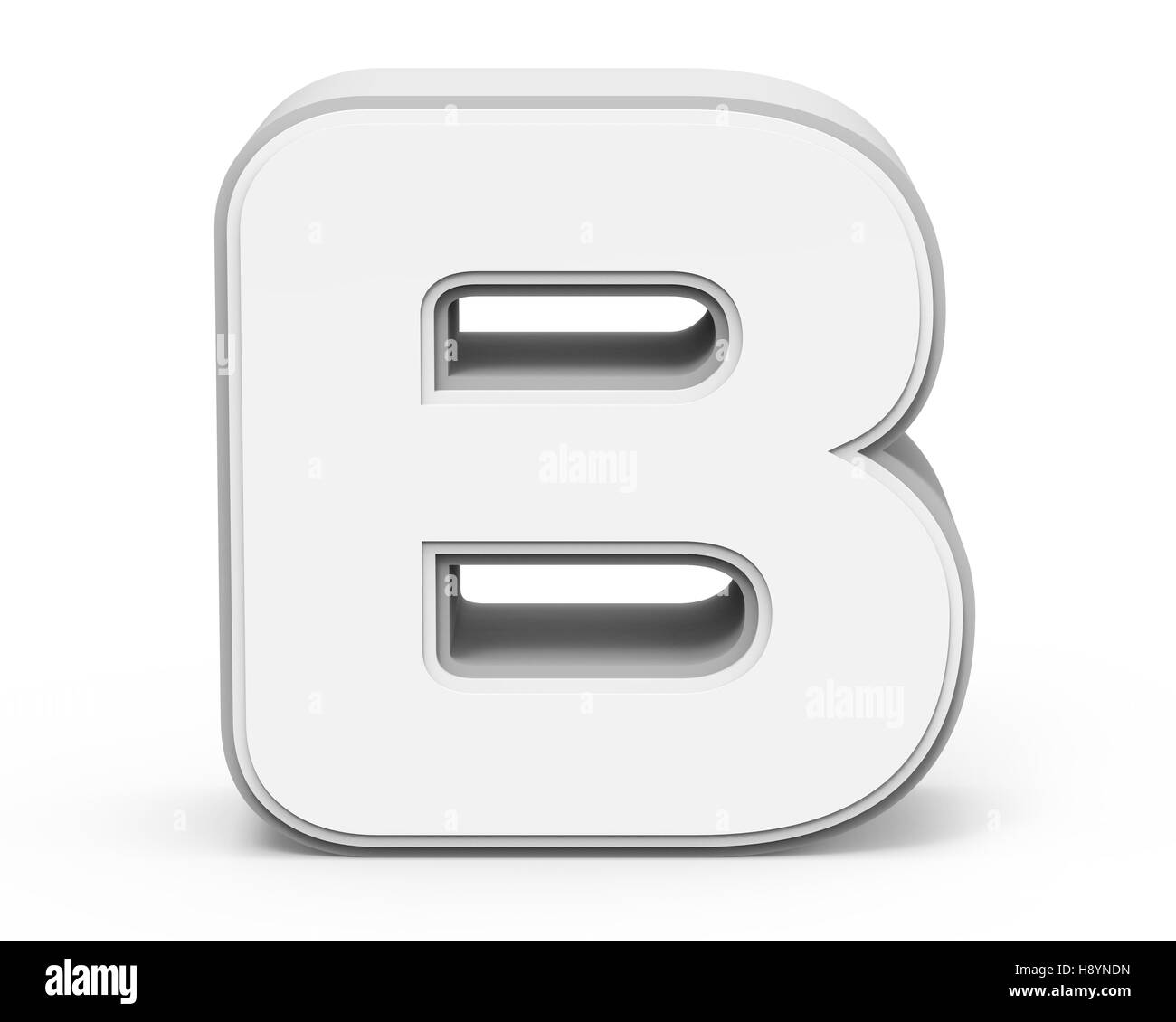 white letter B, 3D rendering graphic isolated on white background Stock Photo
