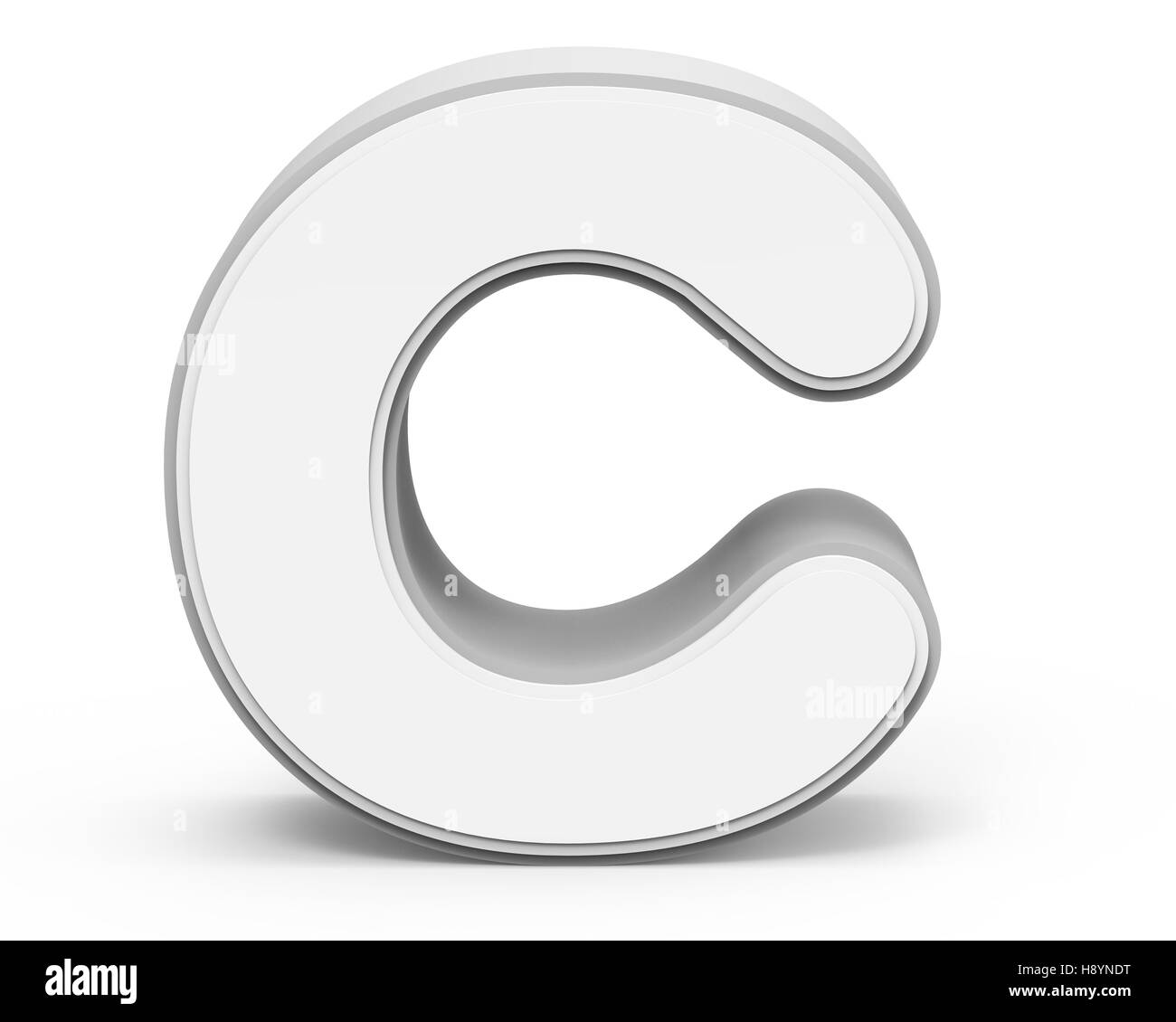 white letter C, 3D rendering graphic isolated on white background Stock Photo