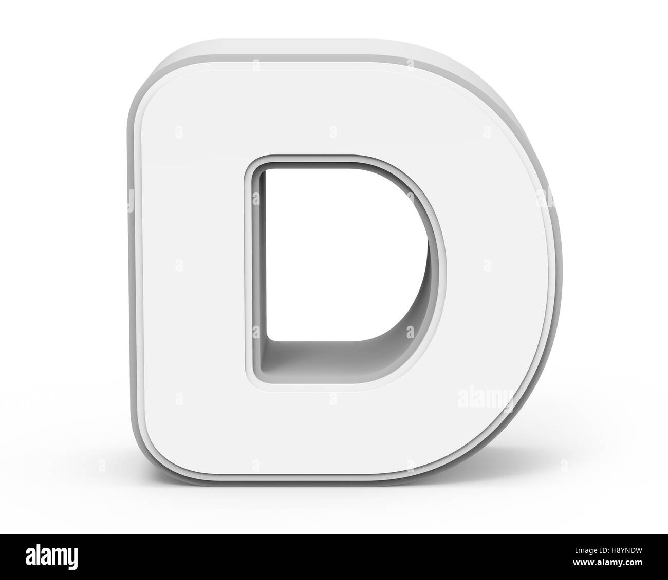 white letter D, 3D rendering graphic isolated on white background Stock Photo
