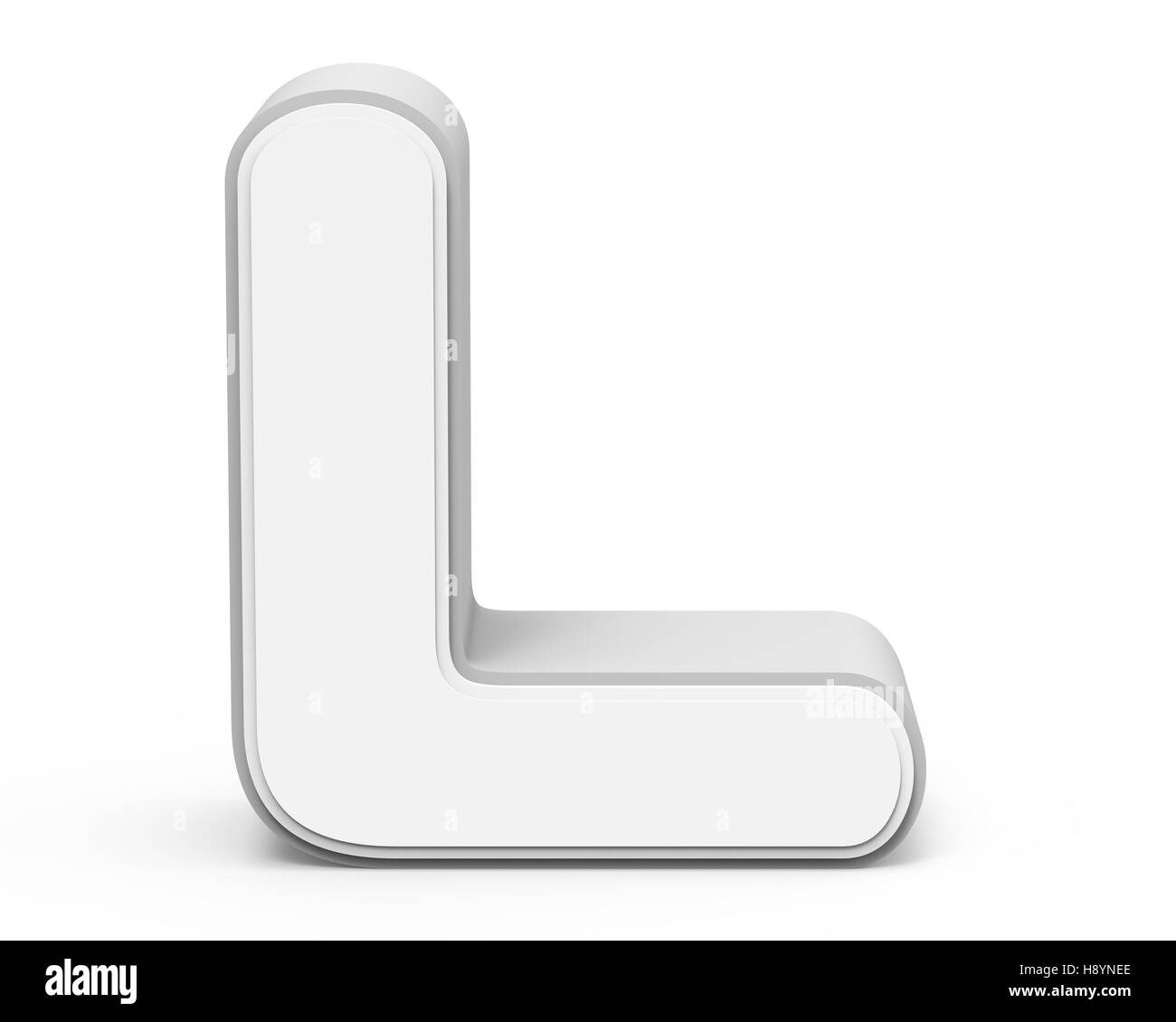 white letter L, 3D rendering graphic isolated on white background Stock Photo