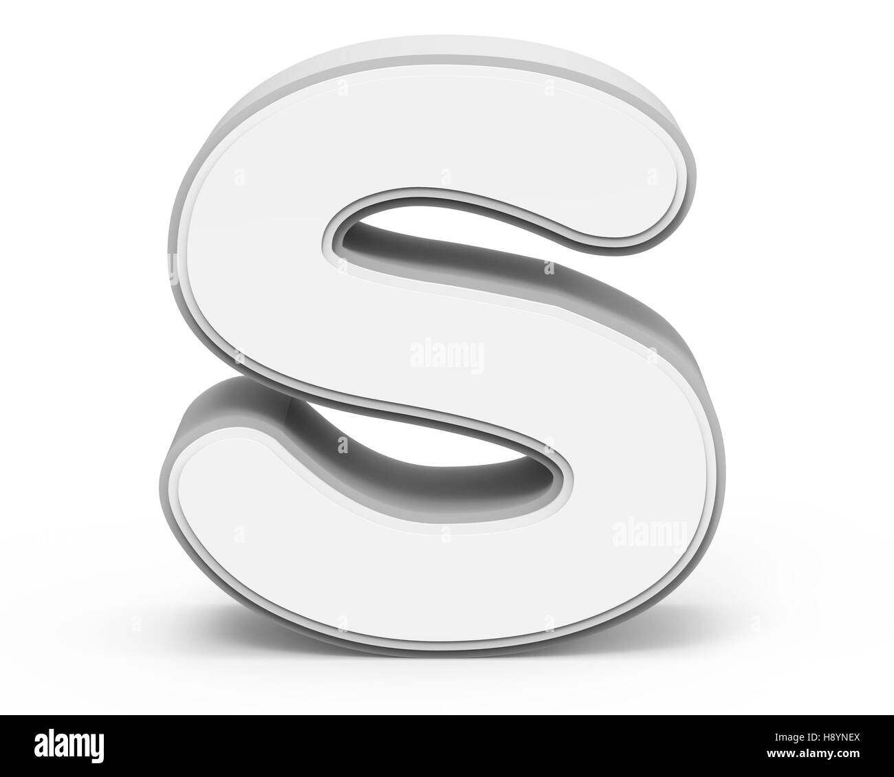 white letter S, 3D rendering graphic isolated on white background Stock Photo
