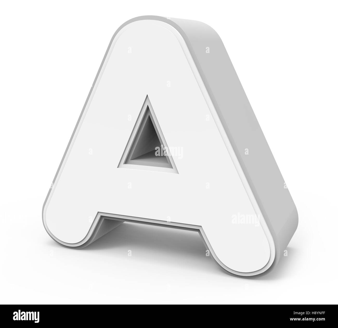 right tilt white letter A, 3D rendering graphic isolated on white background Stock Photo