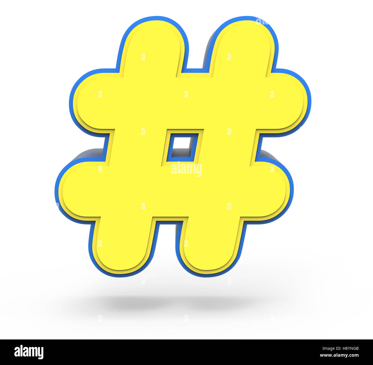 cute yellow hashtag sign, yellow sign with blue frame, toylike sign for
