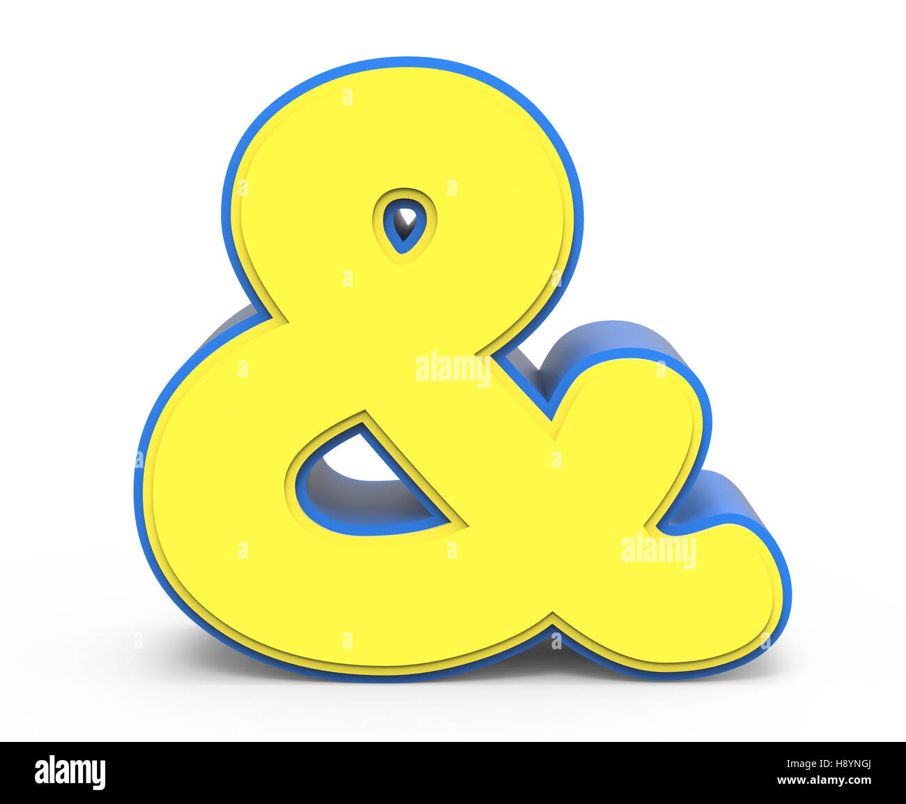 cute yellow And sign, yellow sign with blue frame, toylike sign for design, 3d rendering Stock Photo