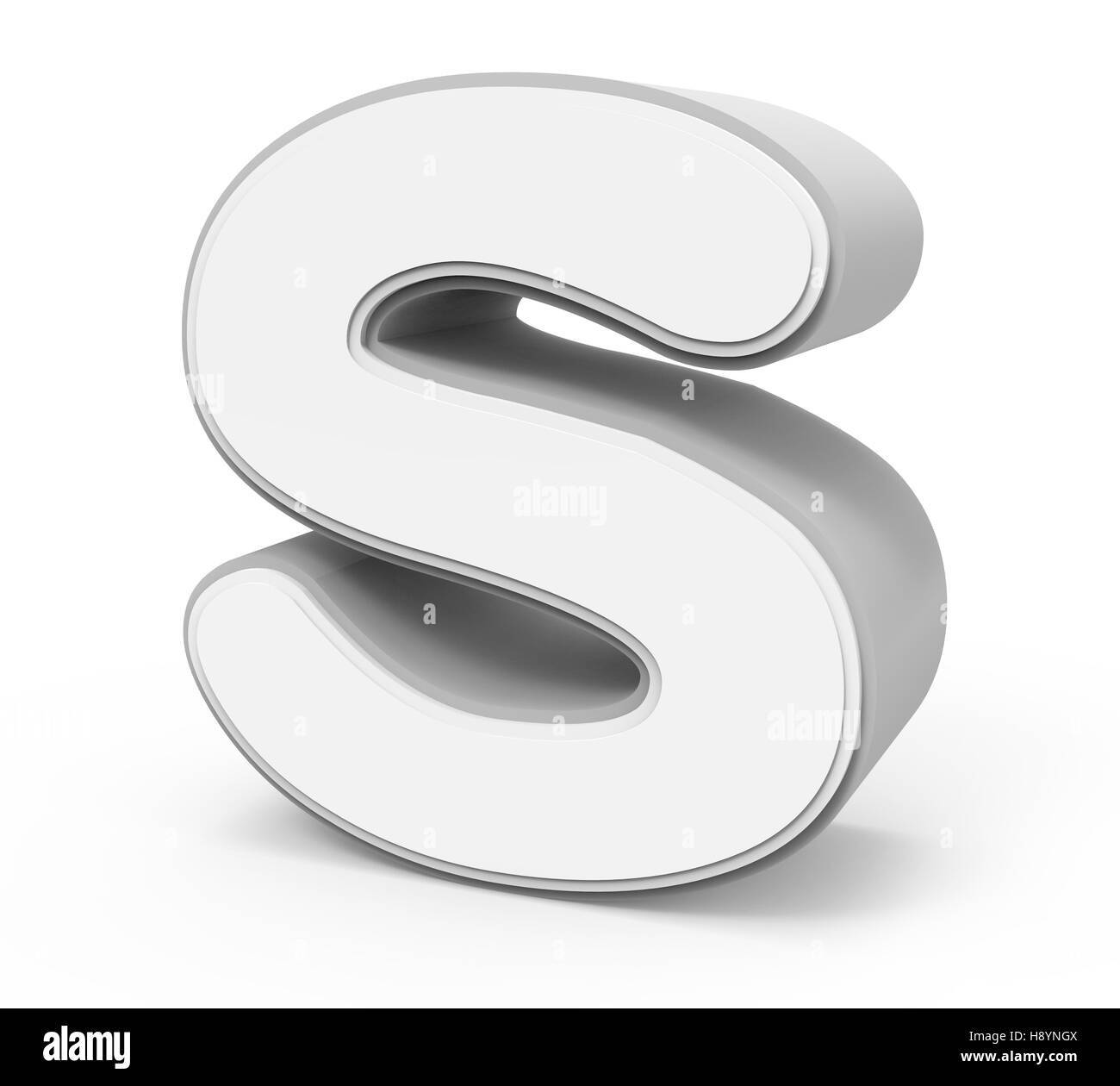 right tilt white letter S, 3D rendering graphic isolated on white background Stock Photo