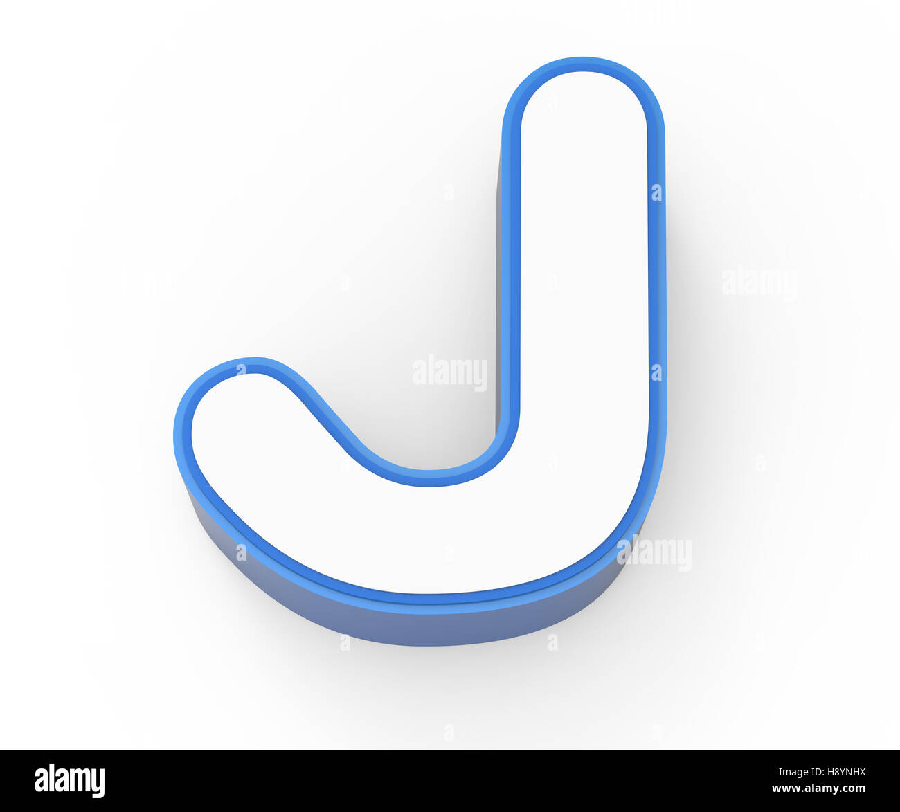 blue framed white letter J, 3D rendering graphic isolated on white ...
