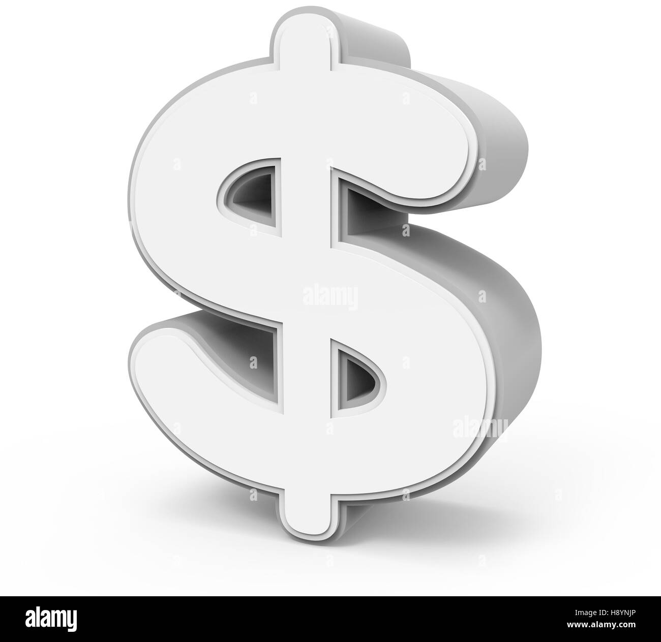 right tilt white money mark, 3D rendering graphic isolated on white background Stock Photo