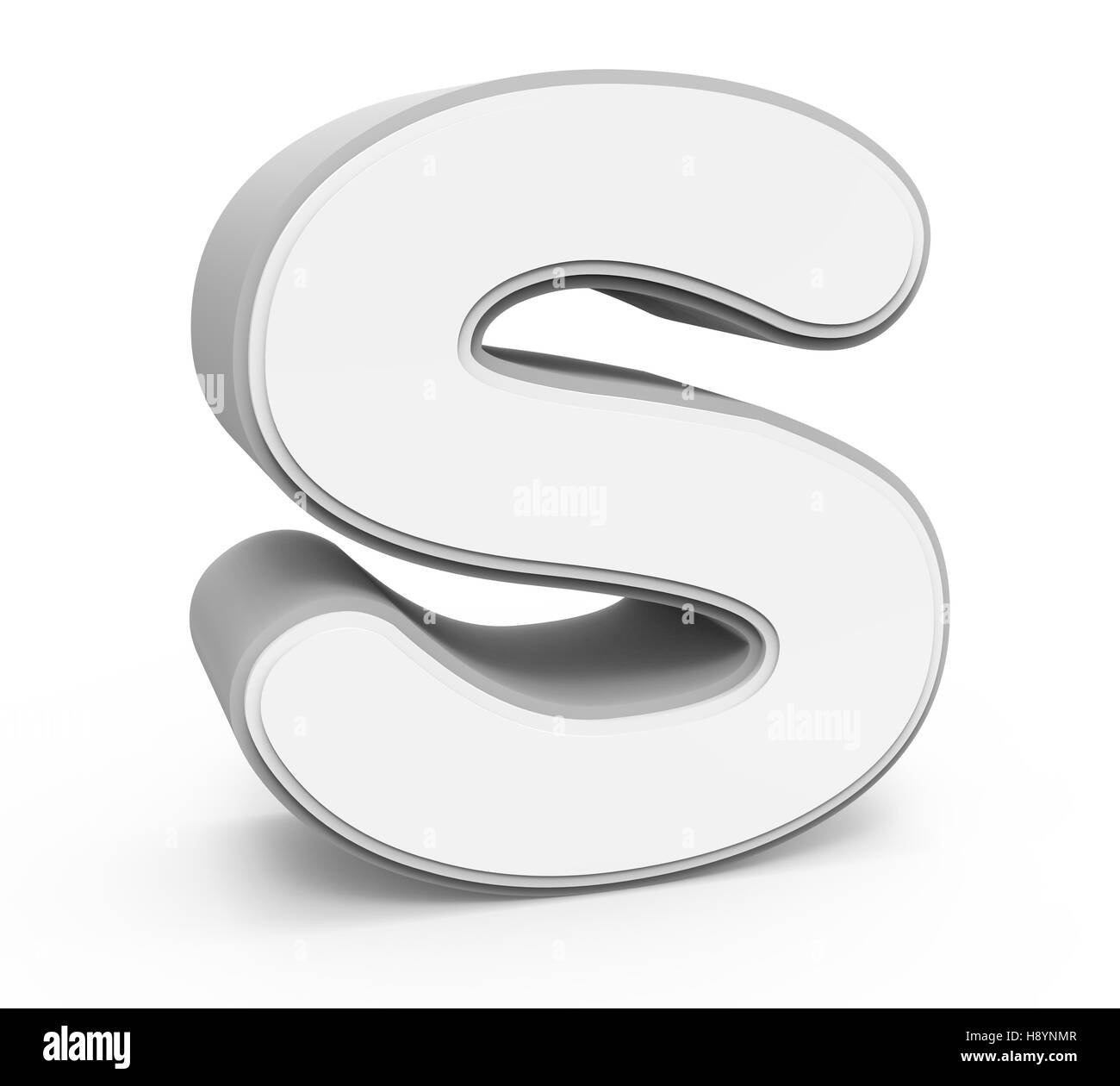 left tilt gray letter S, 3D rendering graphic isolated on white background Stock Photo