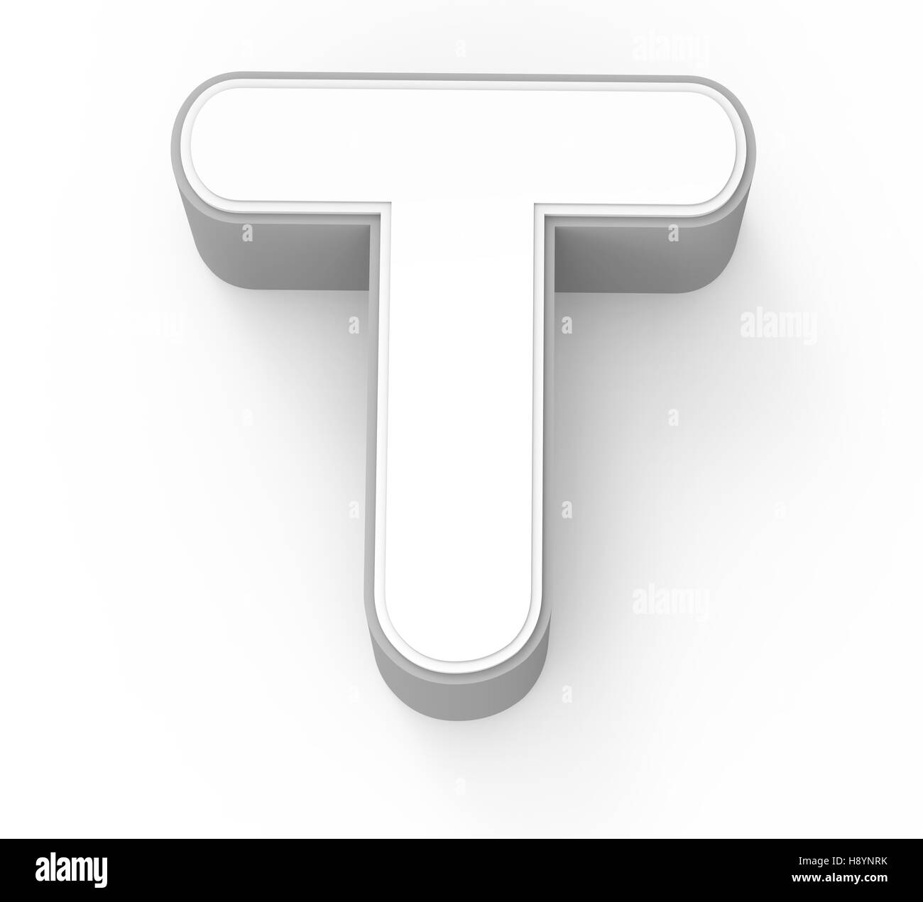 white letter T, 3D rendering graphic isolated on white background Stock Photo