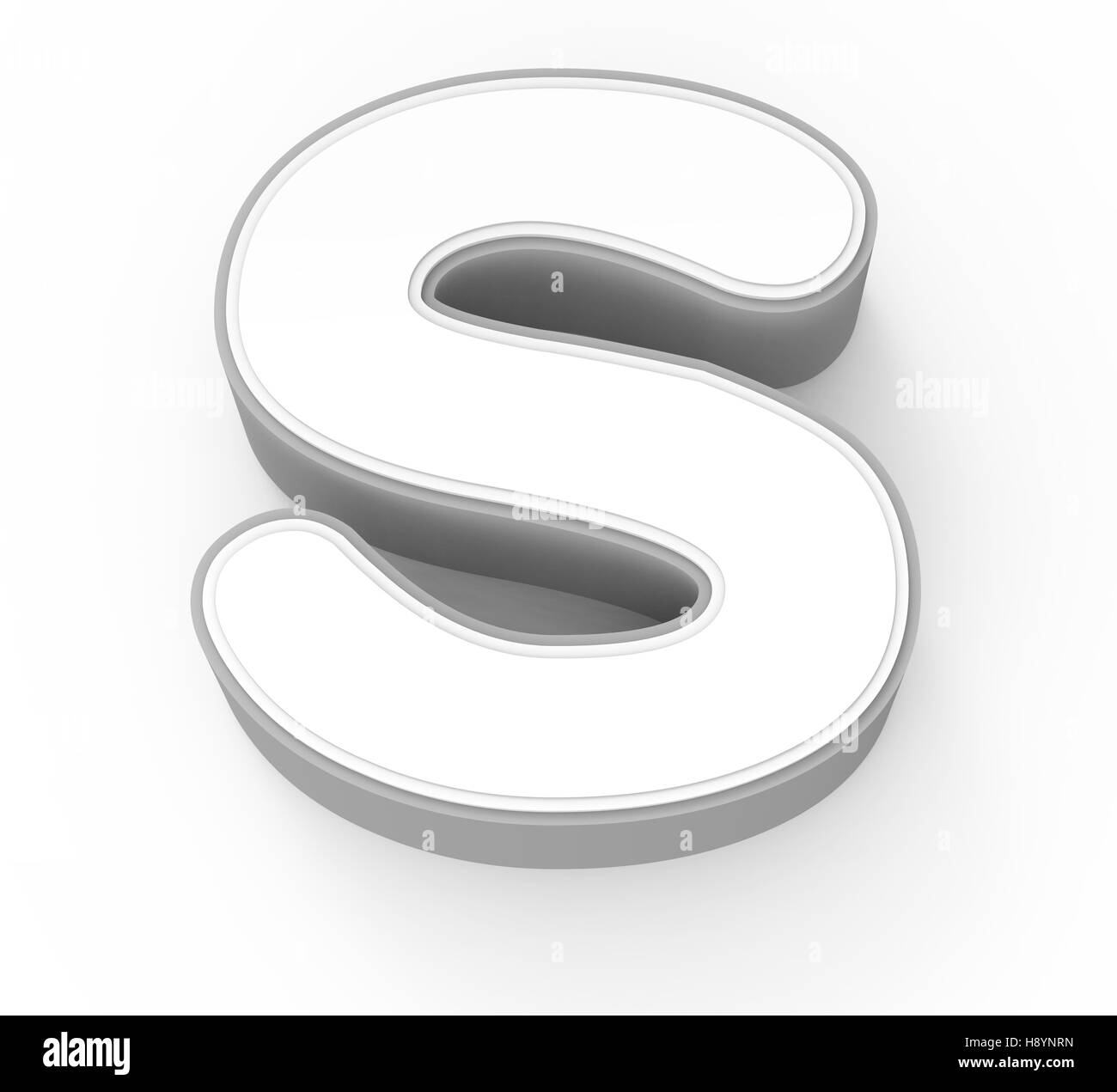 white letter S, 3D rendering graphic isolated on white background Stock Photo