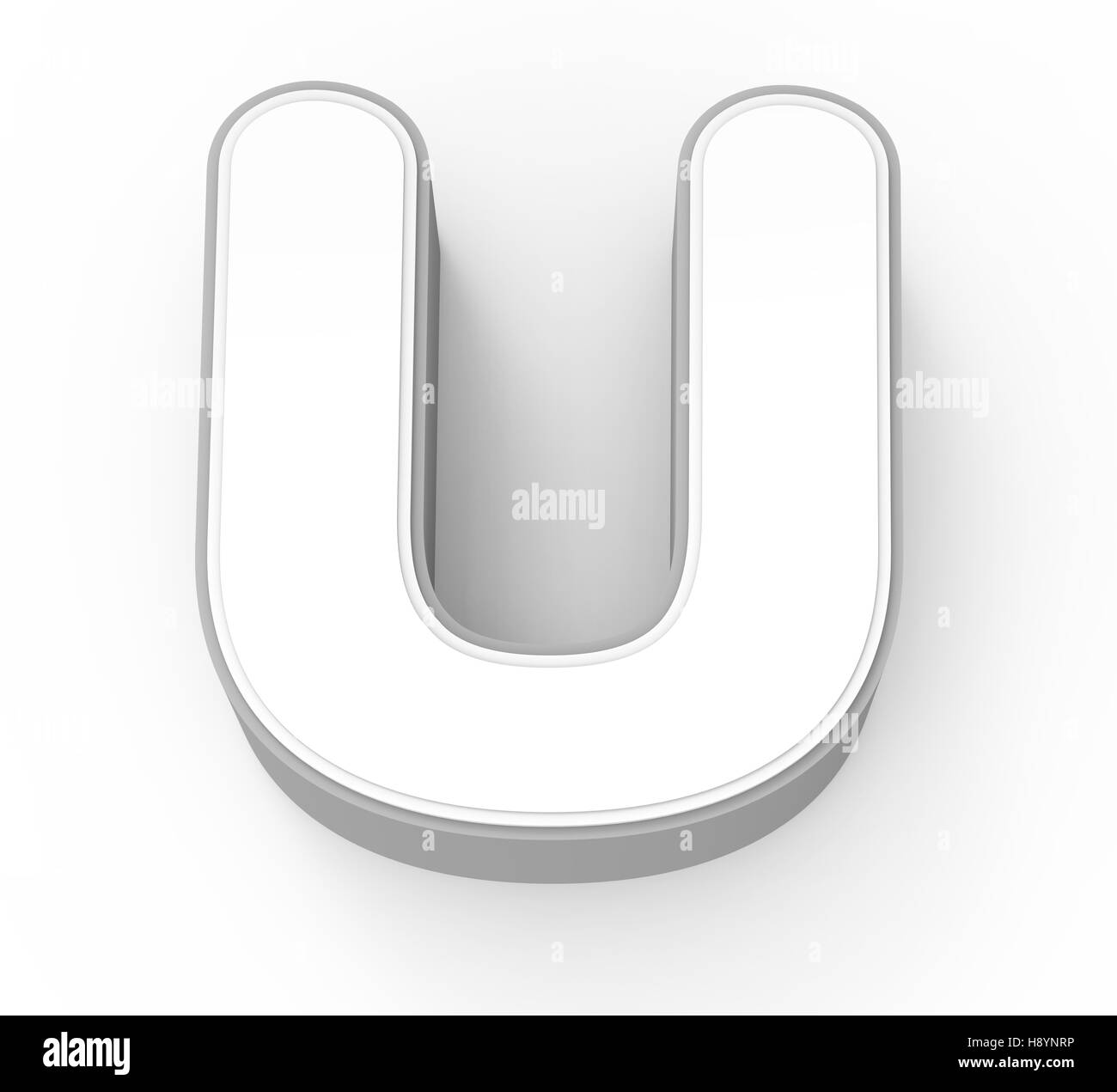 white letter U, 3D rendering graphic isolated on white background Stock Photo