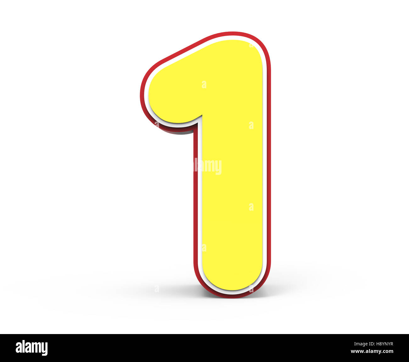 yellow number 1, 3D rendering graphic isolated on white background