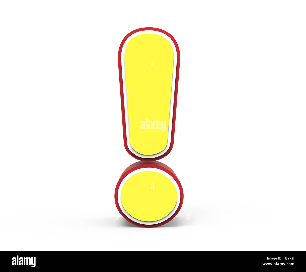yellow exclamation mark, 3D rendering graphic isolated on white